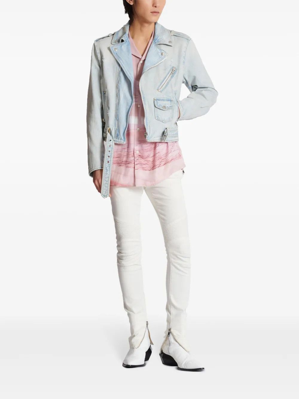 Balmain o1s1wg110925 Print Logo Embroidered Shirt in Pink/White Size US S / EU 44-46 / 1 - 7 Thumbnail
