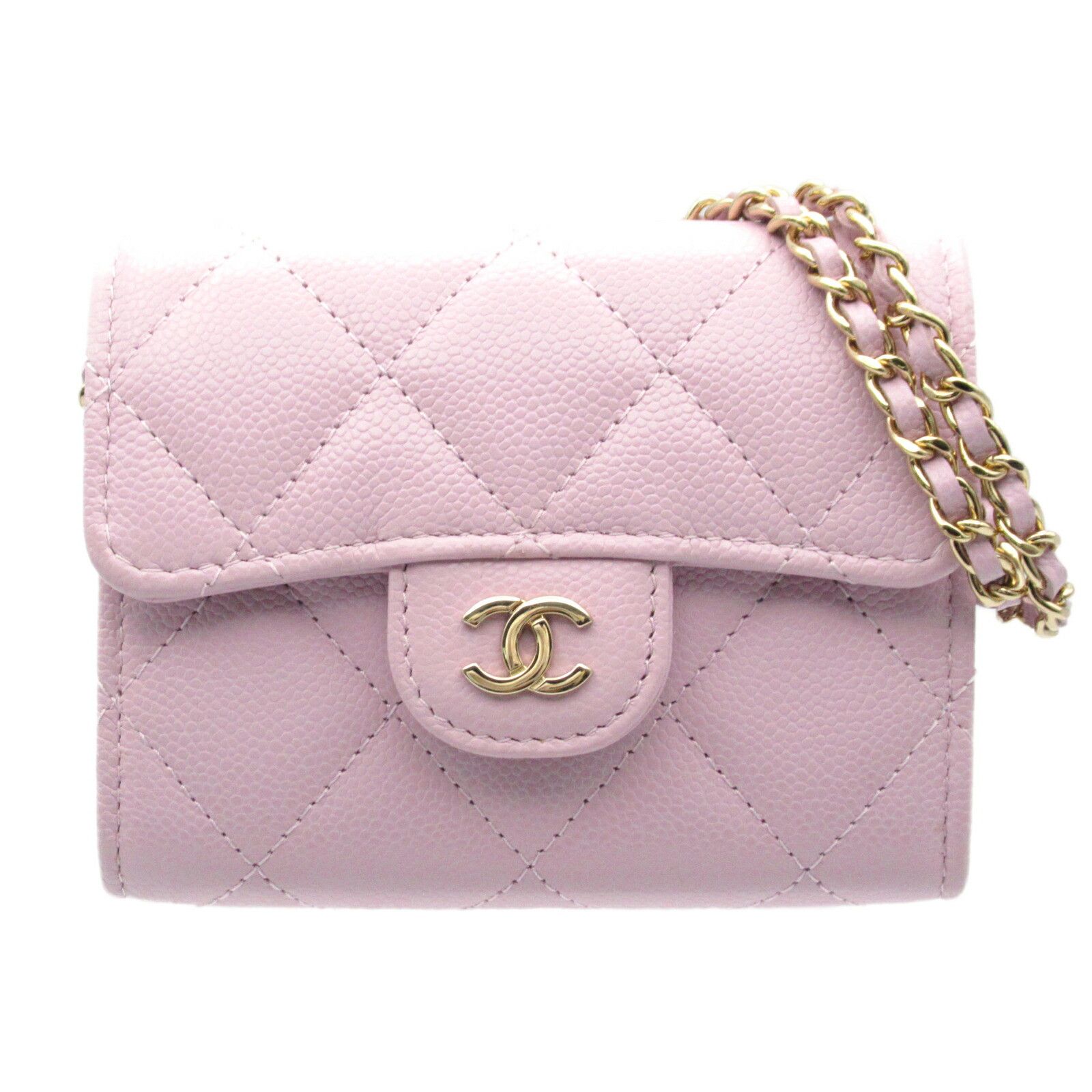 Chanel Chanel Matelasse Leather 2Way Card Holder Chain Shoulder Bag Leather Card Case Ap2727Y33352 in Purple, Women's