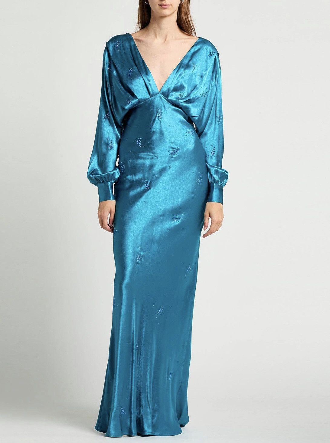 Blumarine Blumarine Satin Maxi Dress Gown Blue Teal size US 8 Size M / US 6-8 / IT 42-44 - 2 Thumbnail