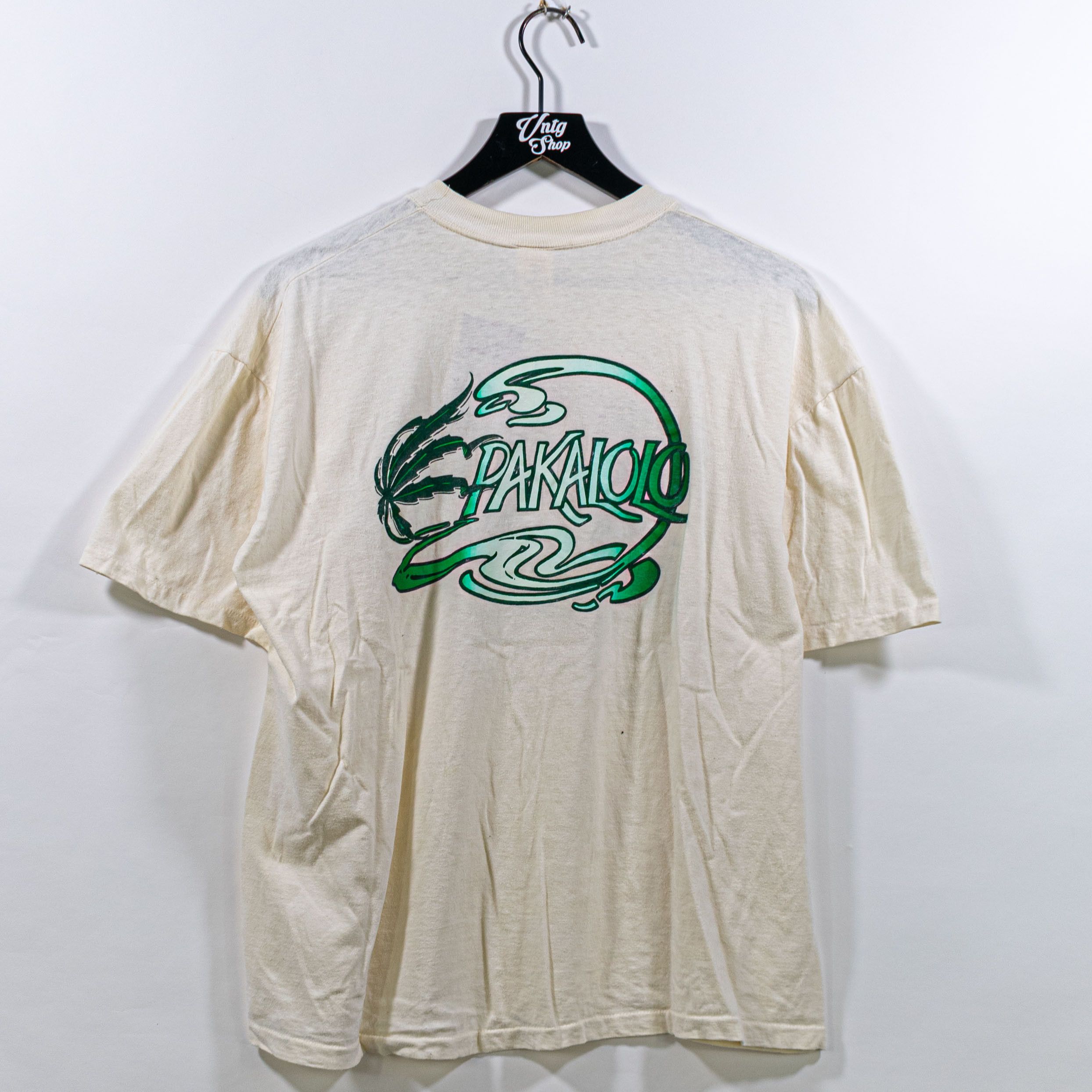 image of Archival Clothing x Art Pakalolo Weed Lahaina Maui Hawaii T-Shirt VTG Surf Skater in Beige (Size XL