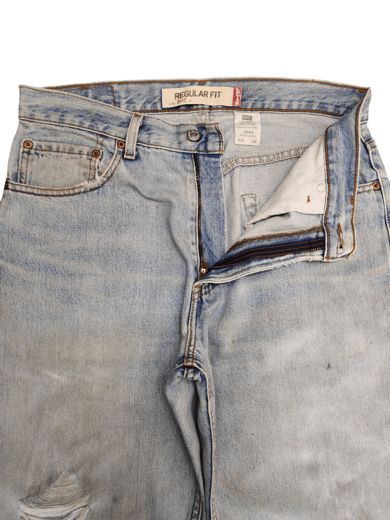 Levi's Size 33x32 Vintage Levis 505 Light Wash Jeans Regular Fit Size US 33 - 15 Thumbnail