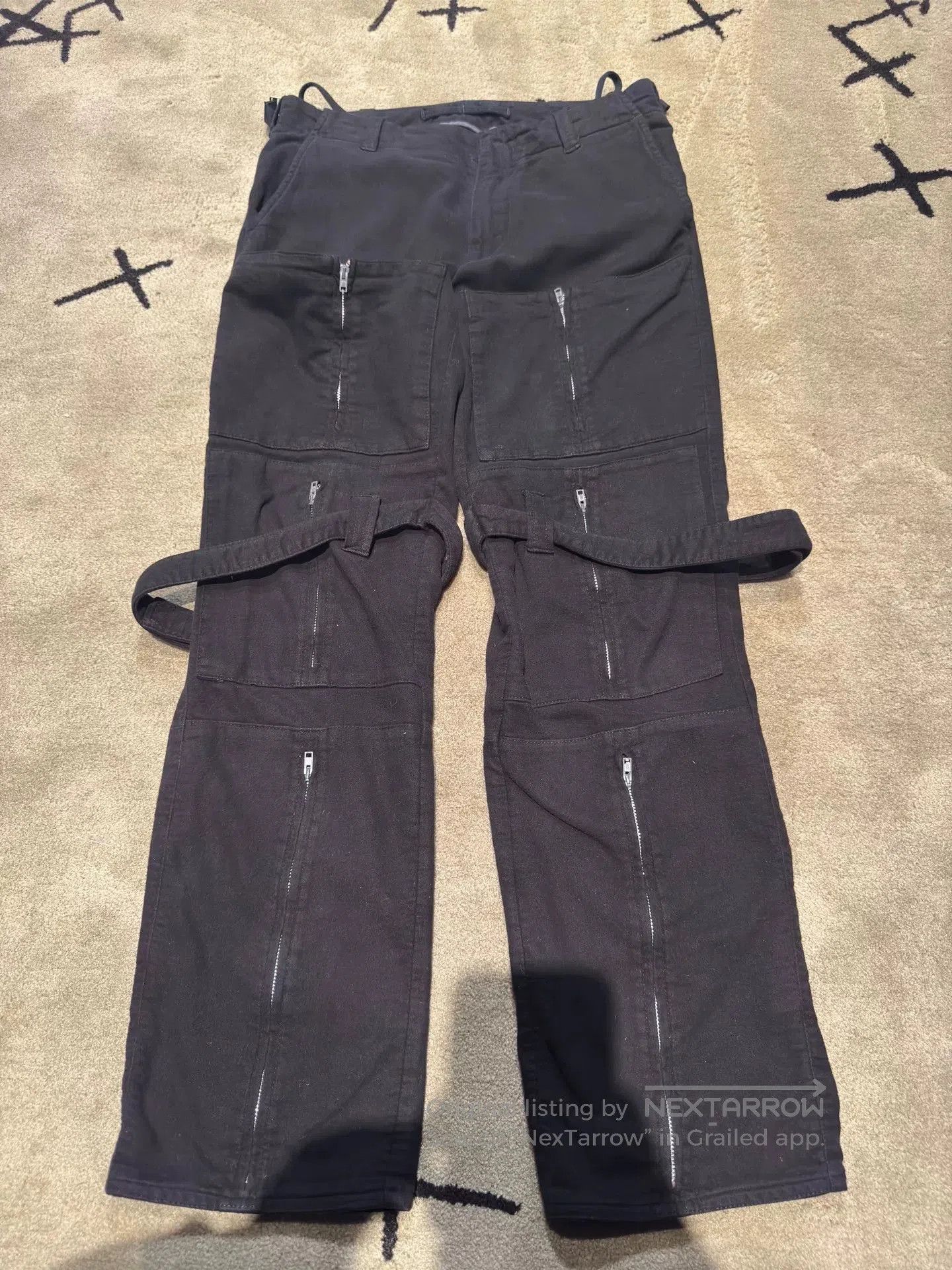 Helmut Lang bondage pants with zippers and straps. Size US 30 / EU 46 - 2 Thumbnail