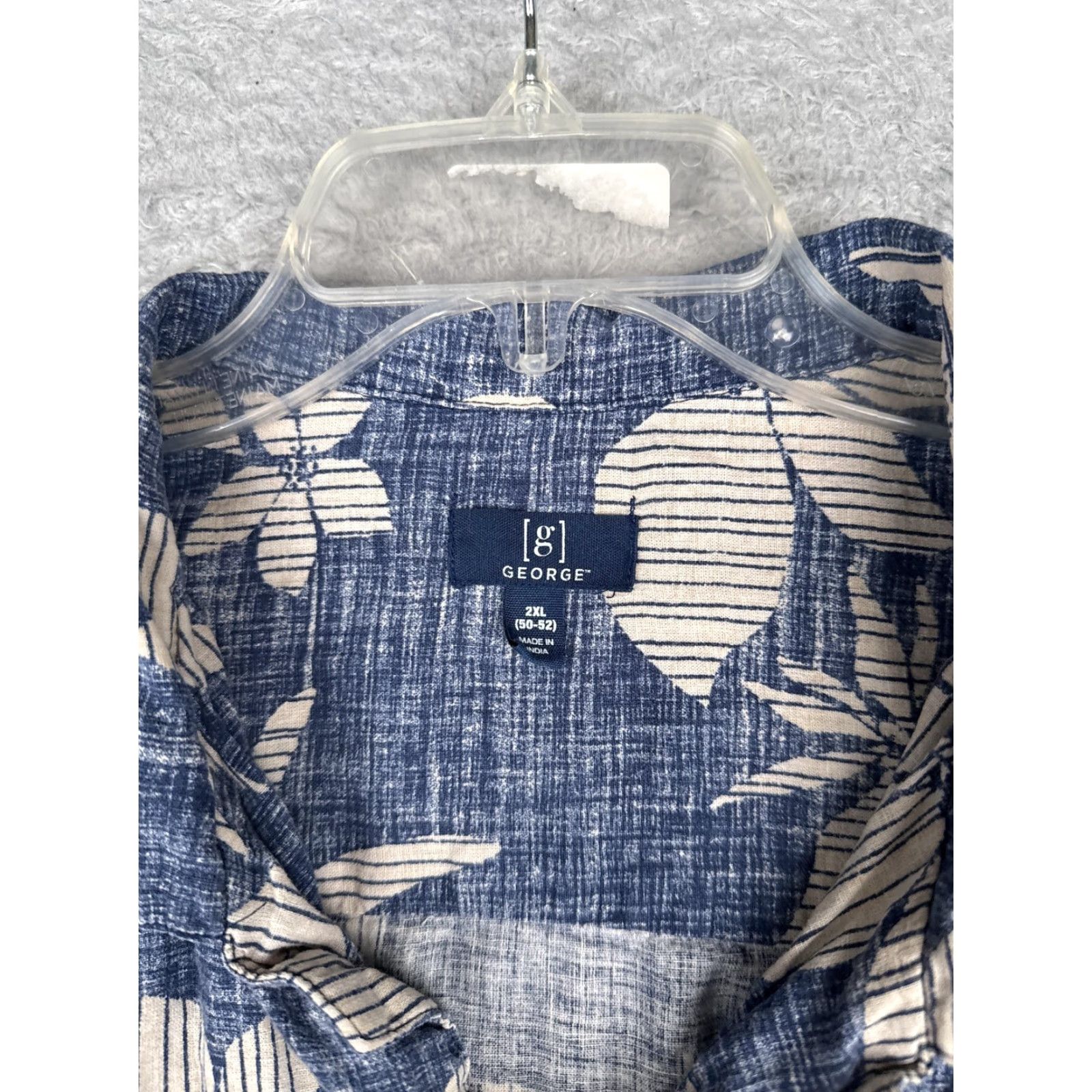 George George Shirt Mens 2XL Blue Short Sleeve Hawaiian Floral Button Up Tropical Size US XXL / EU 58 / 5 - 7 Thumbnail