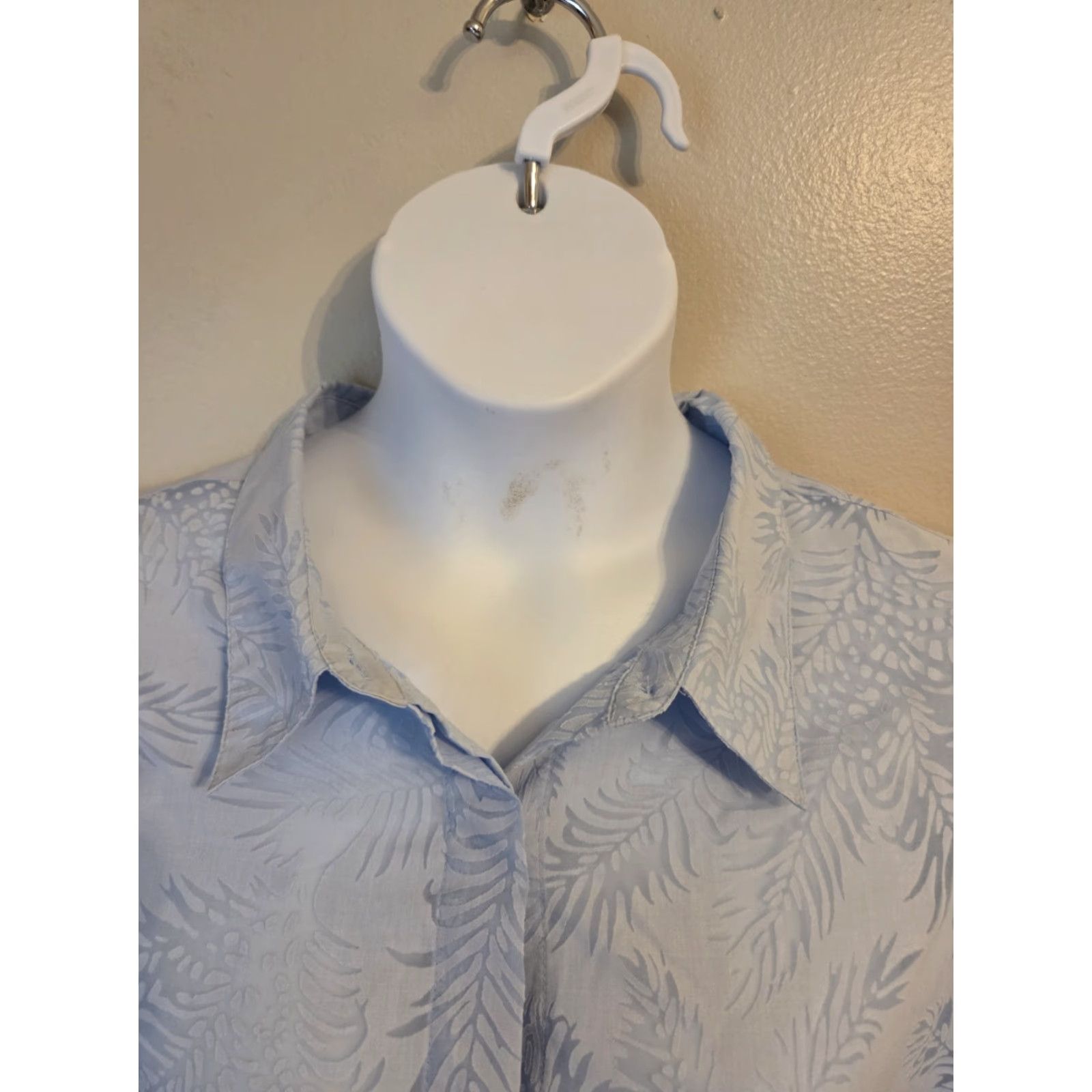 Vintage Jaclyn Smith Light Blue Botanical Long Sleeve Top Shirt 3X Plus Size XXL / US 16-18 / IT 52-54 - 2 Thumbnail