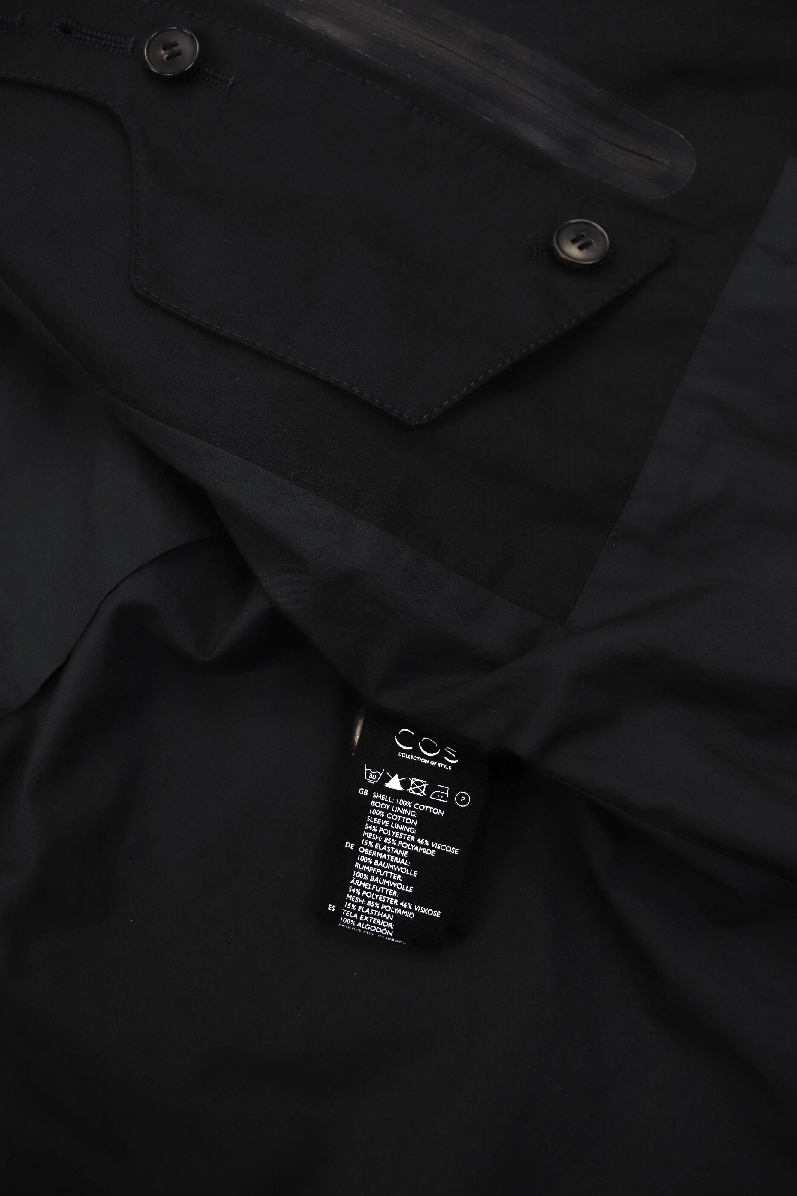 Cos COS Charcoal Black Tech Cotton Double Breasted Mac Coat Size US M / EU 48-50 / 2 - 16 Thumbnail