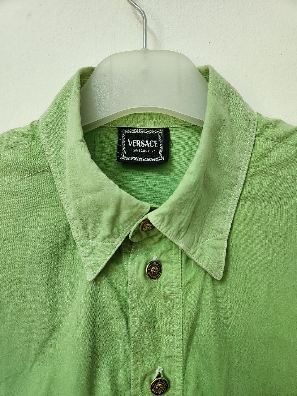 Versace Green Button Ups Versace Vintage Size US L / EU 52-54 / 3 - 3 Thumbnail