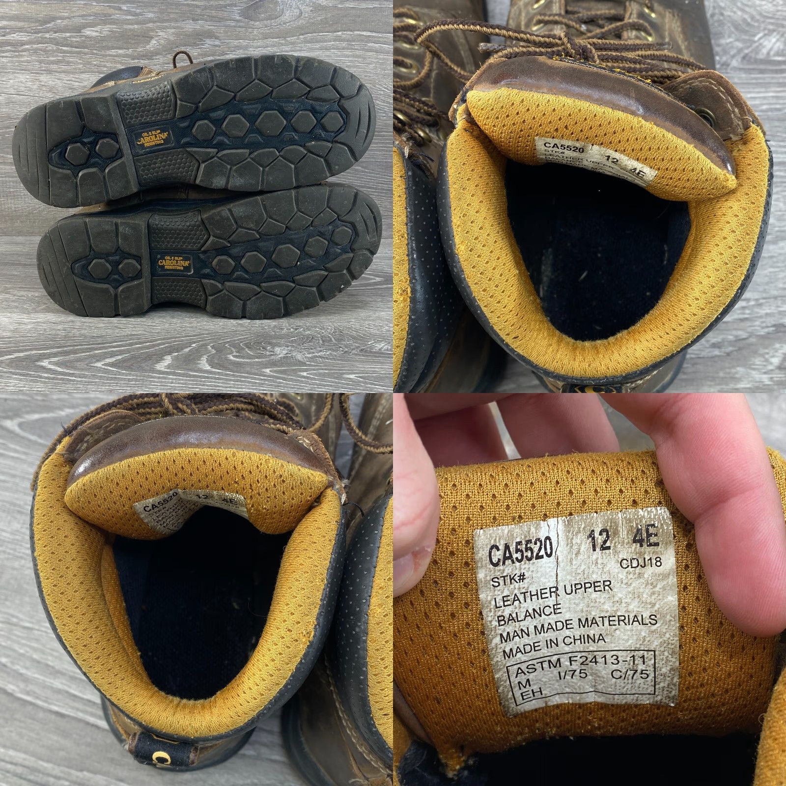Vintage Carolina Work Boots Mens 12 4E Waterproof Comp Toe Bruno Brown Leather Lace Up Size US 12 / EU 45 - 8 Thumbnail