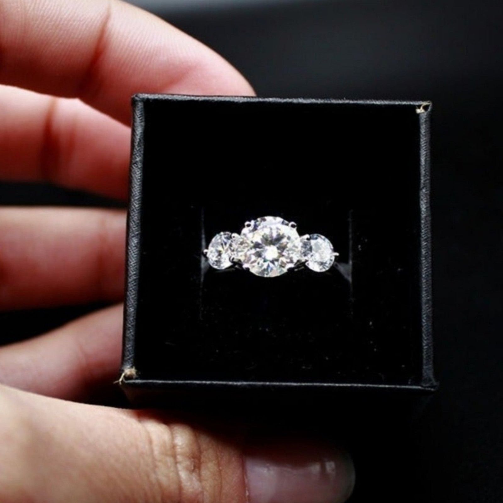 Other 2 CT Moissanite Three-Stone Engagement Ring 925 6 Size ONE SIZE - 10 Thumbnail