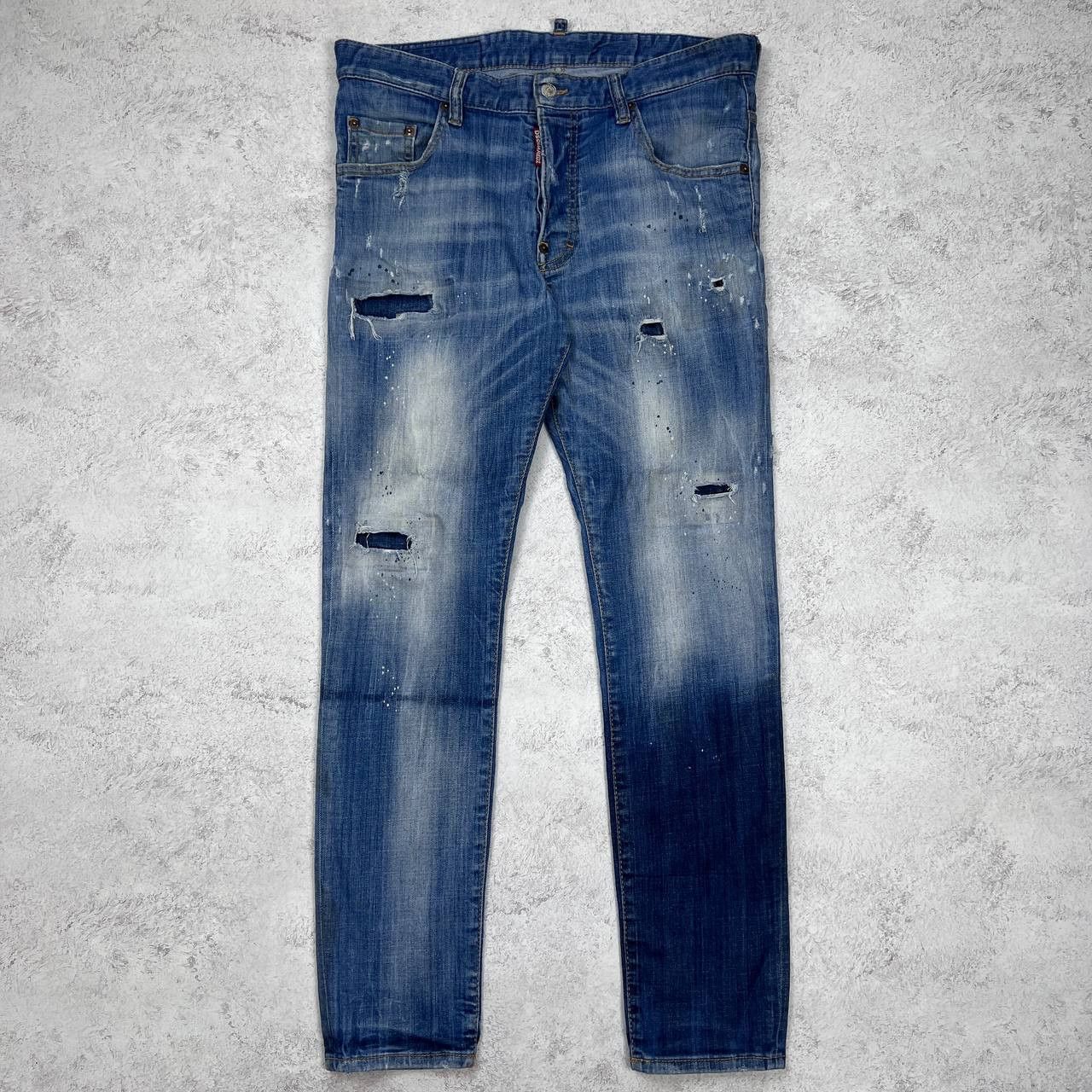 Dsquared2 DSQUARED2 Jeans Distressed Ripped Paint Splatter Slim Fit Size US 34 / EU 50 - 1 Thumbnail