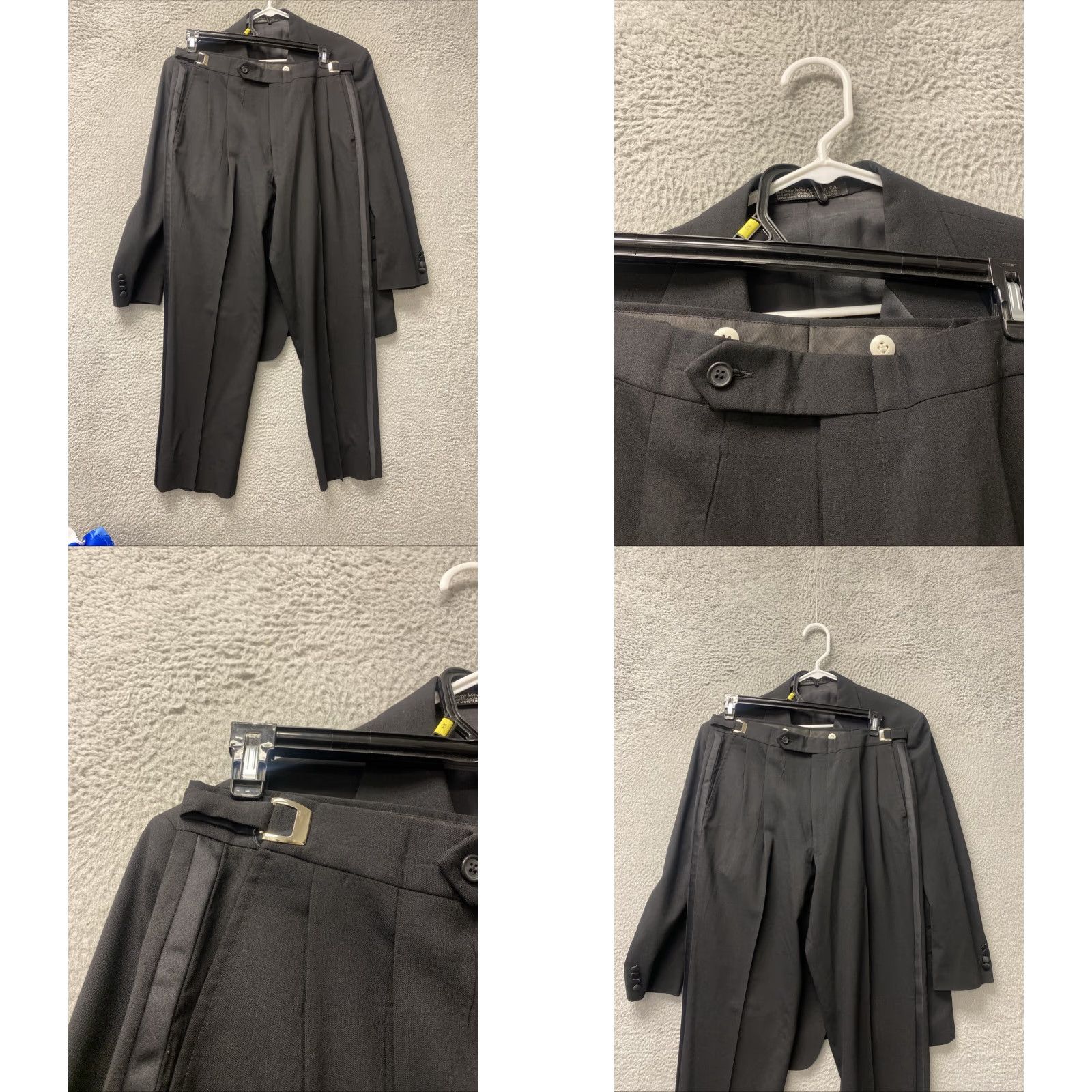 Vintage Hampton Black Men's Suit Tie Belt Shawl Lapel Wedding Groom Tuxedo Blazer /75-63 Size 42R - 8 Thumbnail