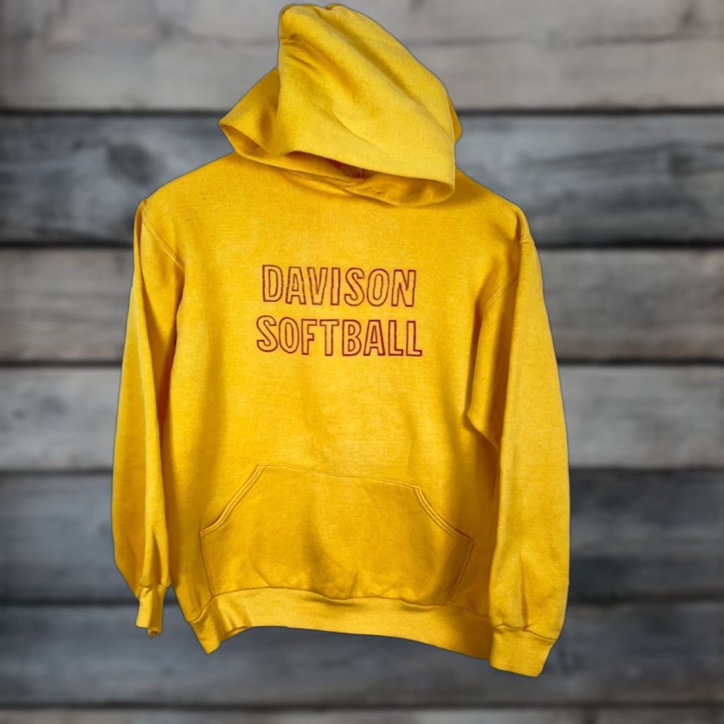 Russell Athletic VINTAGE Russell Athletic Hoodie Men Medium Yellow 70s Davison Softball Graphic Print City Retro Sports Michigan Gold Tag Limited Size US M / EU 48-50 / 2 - 1 Thumbnail