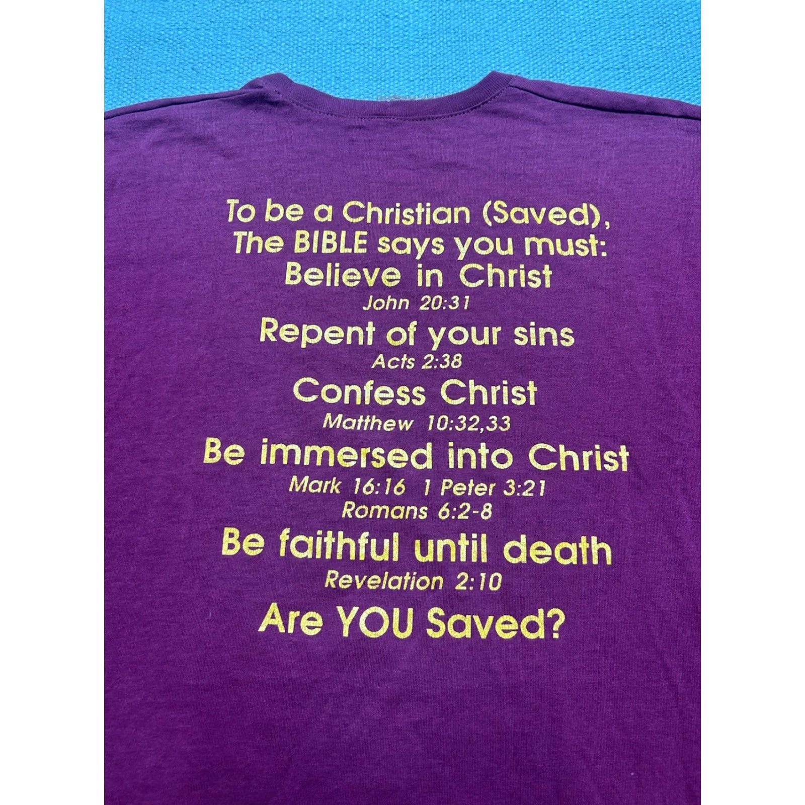 Vintage VINTAGE 90s T Shirt Jesus god religious Christian V-Neck Large Red Men L shirt 90s Size US L / EU 52-54 / 3 - 7 Thumbnail