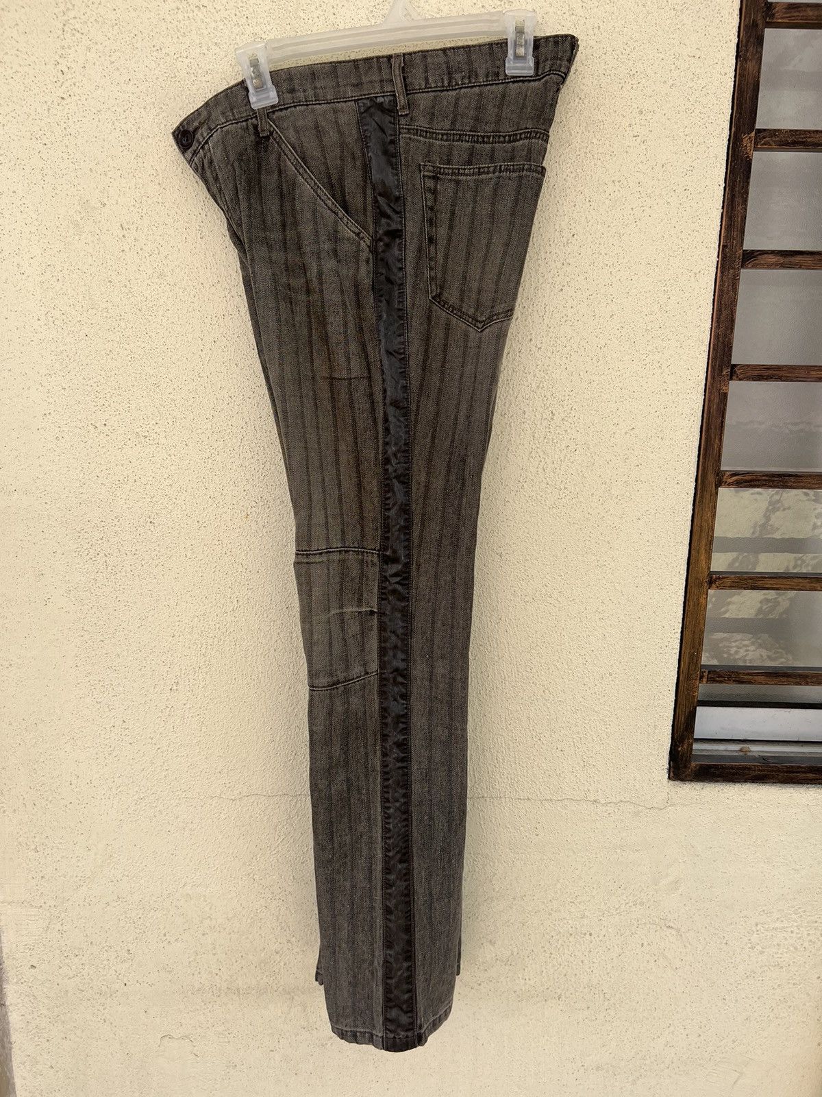 Kiminori Morishita Vintage Halb Japan Faded Border Stripe HBT Hem Flare Pant Size US 31 - 21 Thumbnail