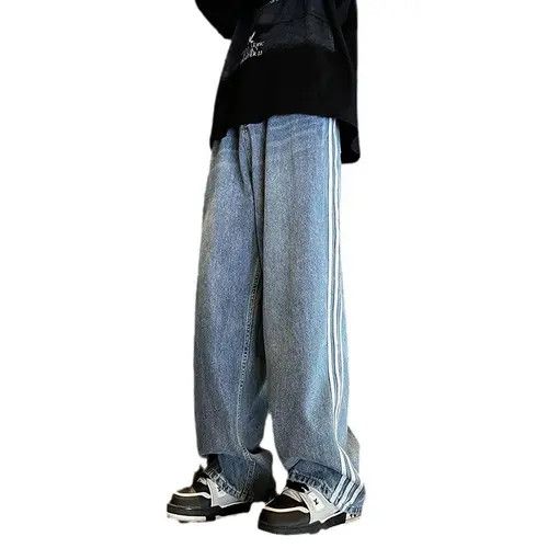 Japanese Brand Matsuzaka x Son Baggy Blue Track Denim Jeans Size US 34 / EU 50 - 4 Thumbnail