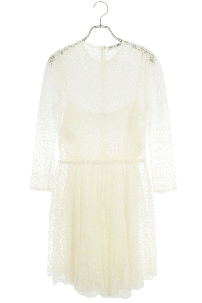 Christian Dior White Lace Cotton Inner Dress Size 38, Women's