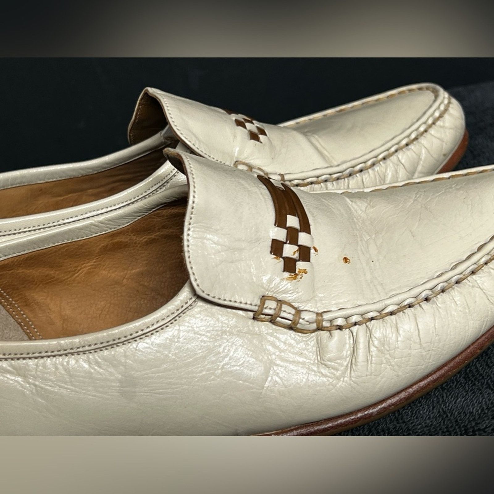 Barker BARKER Men's Beige BIT Leather Loafers Made in England Size US 9 / EU 42 - 7 Thumbnail