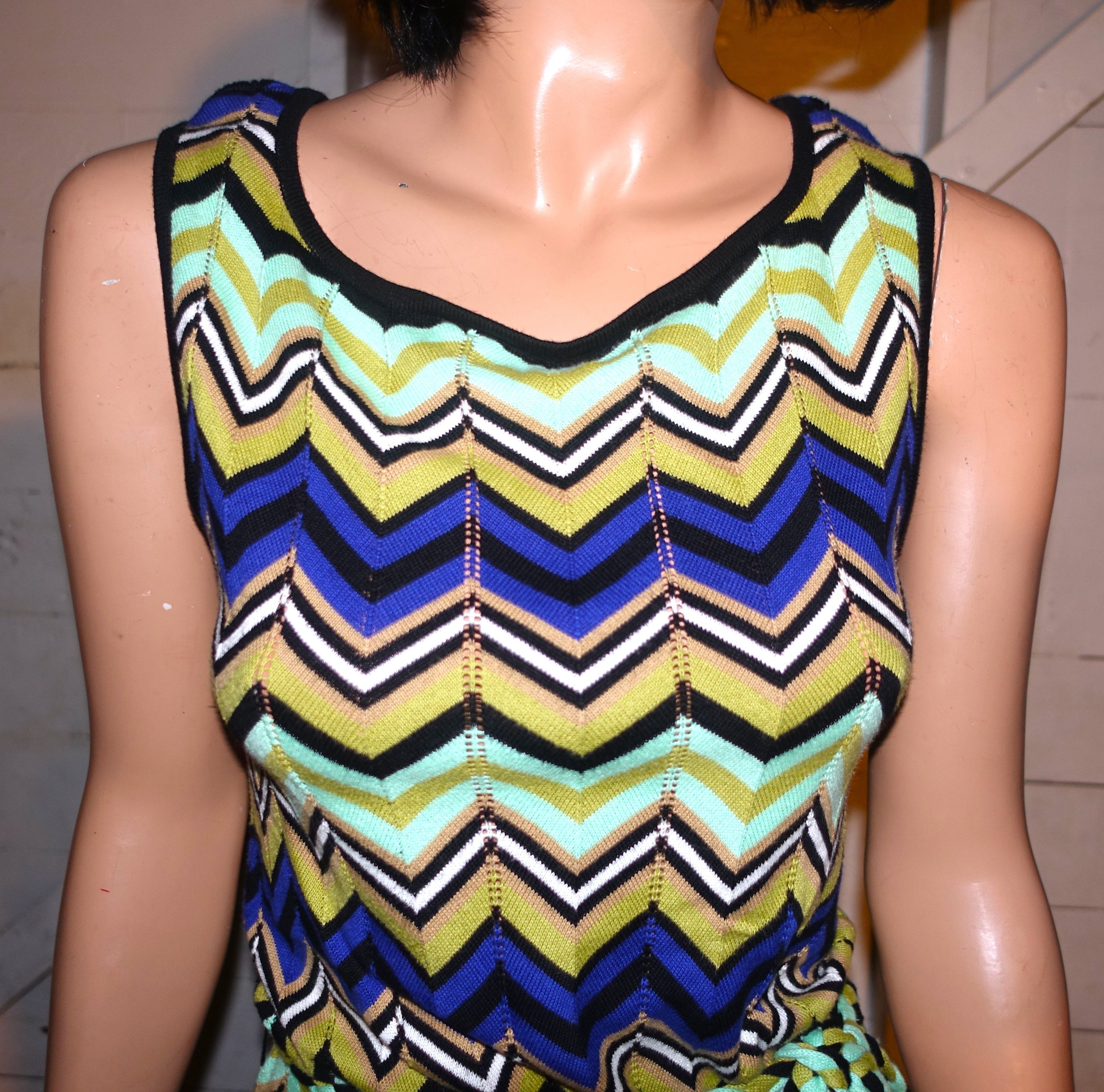 Other Beth Bowley Multi Colored Chevron Knit Dress S Size S / US 4 / IT 40 - 2 Thumbnail