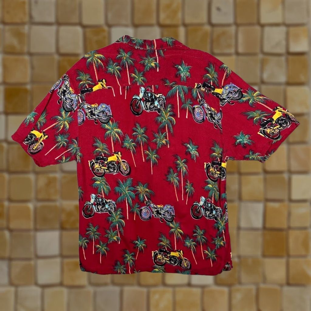 Vintage Vintage Thums Up Red Hawaiian Biker Patterned Rayon Short Sleeve Shirt Large Size US L / EU 52-54 / 3 - 1 Thumbnail
