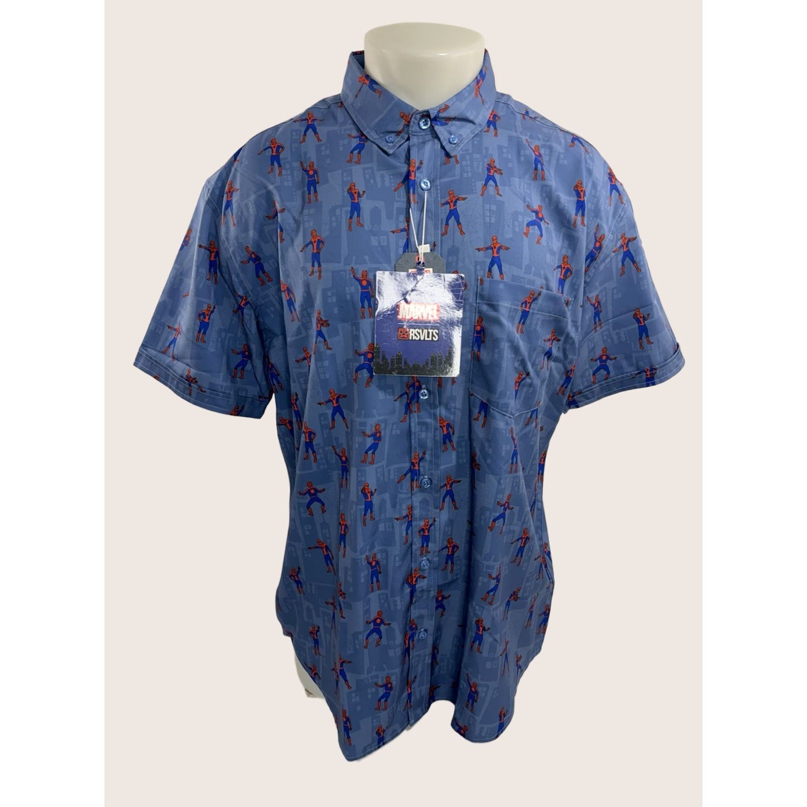 Vintage RSVLTS - NEW w TAG - THE MEME Spiderman Mens XL Shirt Shirt Mens XL Blue Spider-Man Size US XL / EU 56 / 4 - 1 Thumbnail
