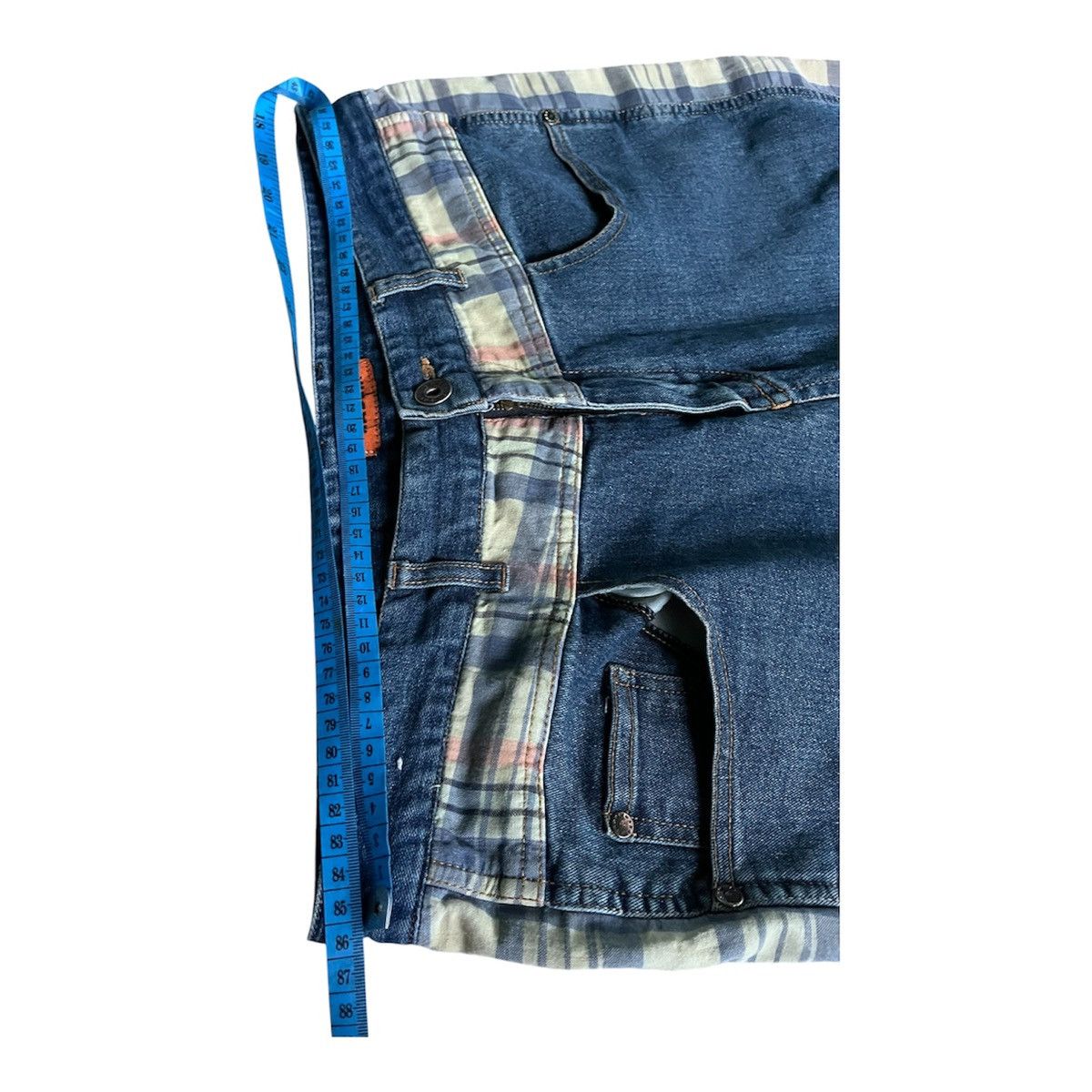 Yasuyuki Ishii Japanesse Nadam Plaid Panel Flare Denim Jeans Size US 32 / EU 48 - 9 Thumbnail