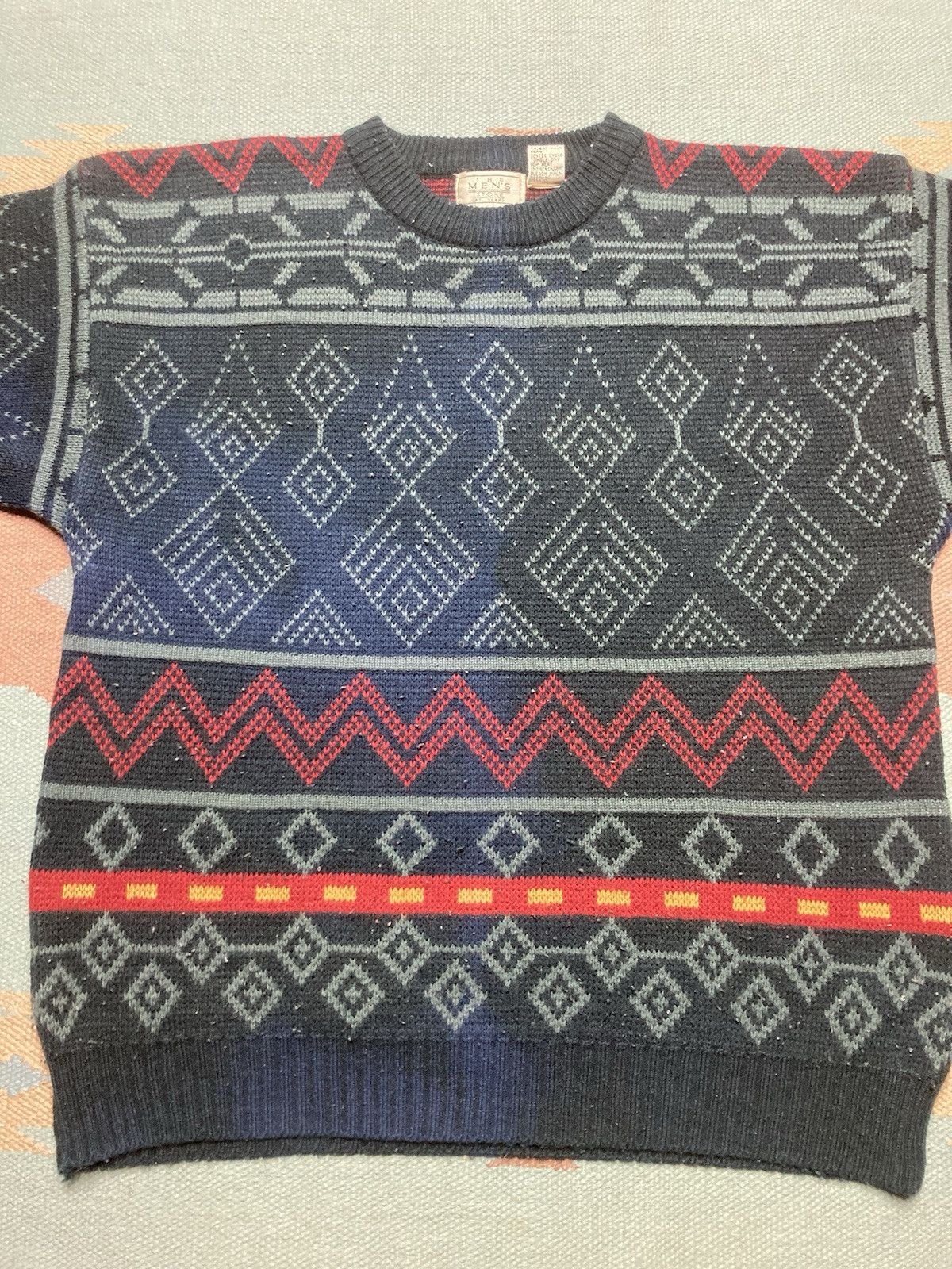 Sears × Vintage Vtg acrylic knit sweater sears geometric abstract grandpa L Size US L / EU 52-54 / 3 - 2 Thumbnail