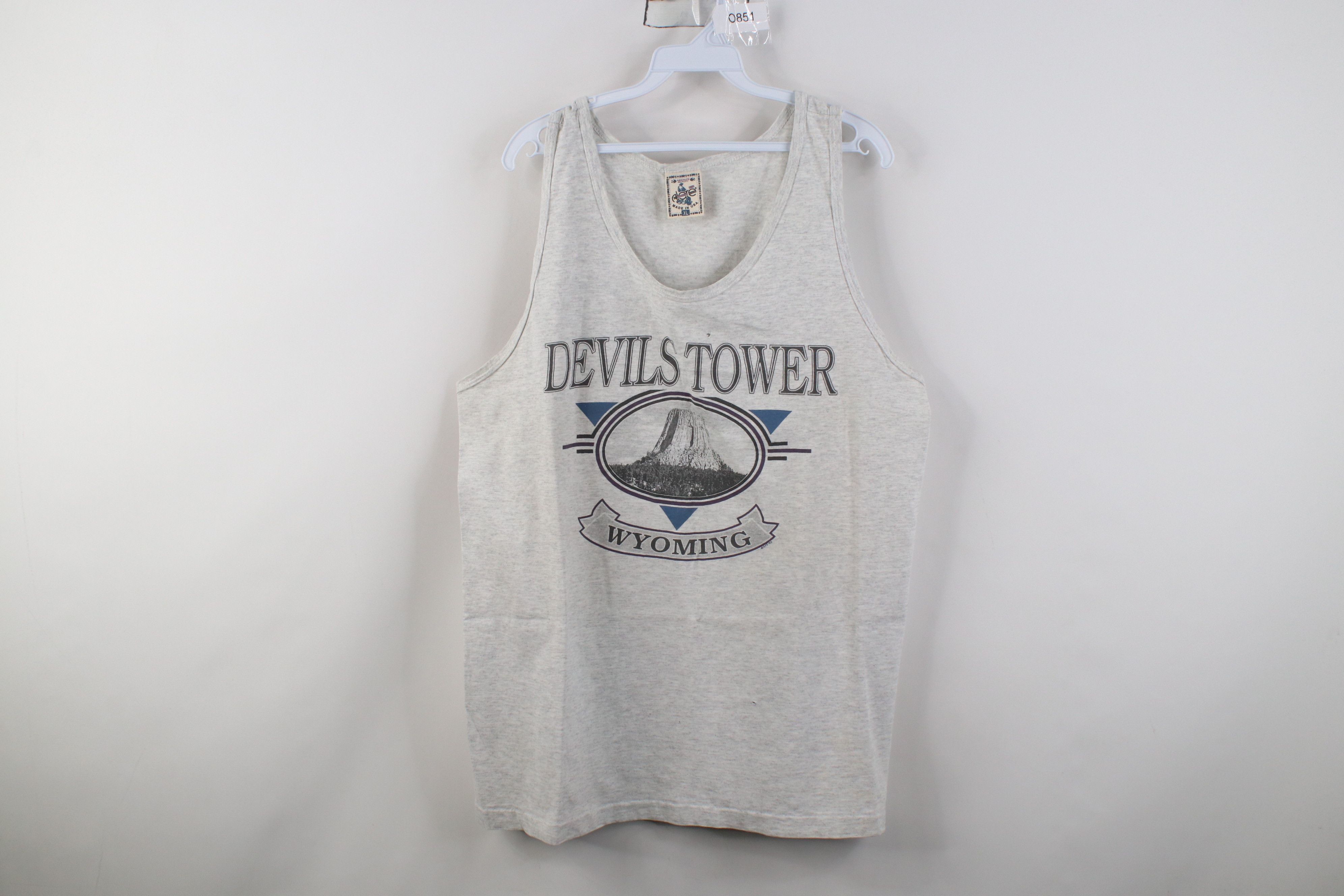 Vintage Vintage 90s Devils Tower Wyoming Tank Top T-Shirt Gray USA Size US XL / EU 56 / 4 - 1 Thumbnail