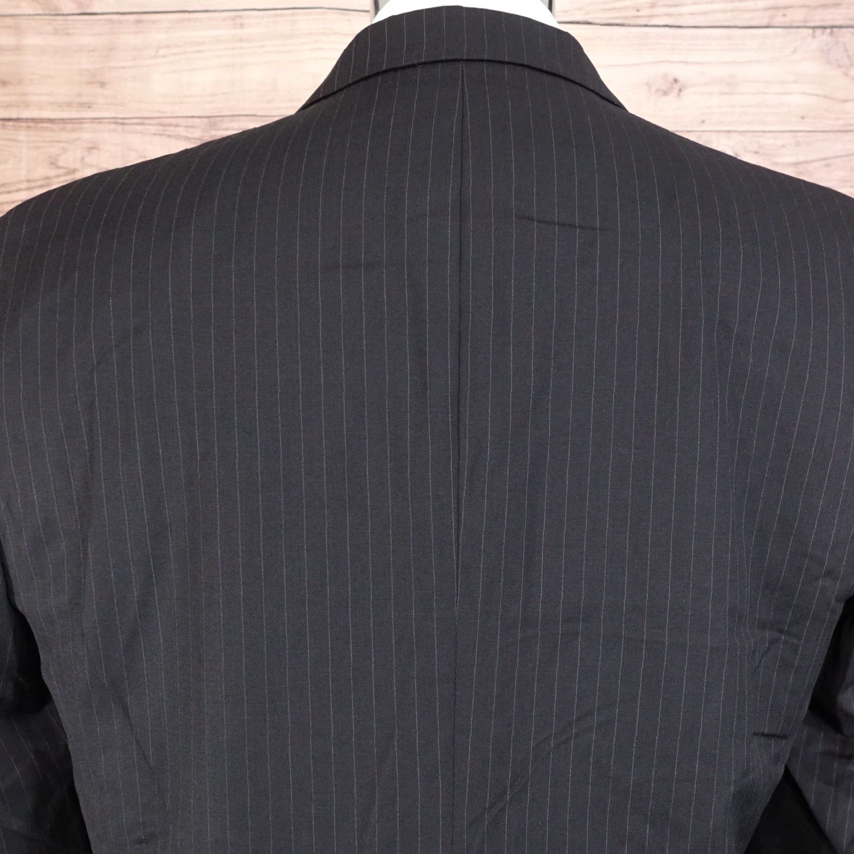 Pronto Uomo VINTAGE PRONTO UOMO STRIPED WOOL SUIT JACKET MENS SIZE 44 X-LONG BLACK Mens Size 44R - 6 Thumbnail