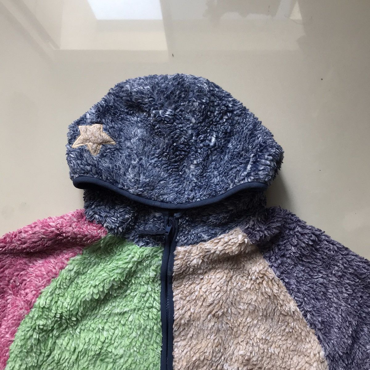 Japanese Brand × Vintage Vintage rare Rough fur fleece jacket world printing factory Size US M / EU 48-50 / 2 - 14 Thumbnail