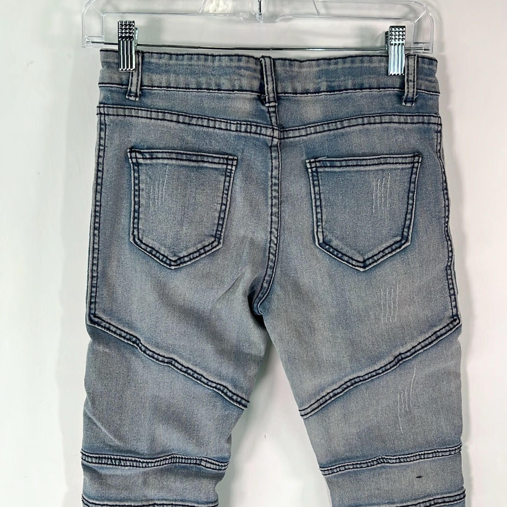 Denime VINTAGE Mens Light Blue Denim Low Rise Distressed Moto Jeans Sz 16 28 Inseam Regular Rise 7in Blue 5-Pocket Mens Jeans Size US 28 / EU 44 - 4 Thumbnail
