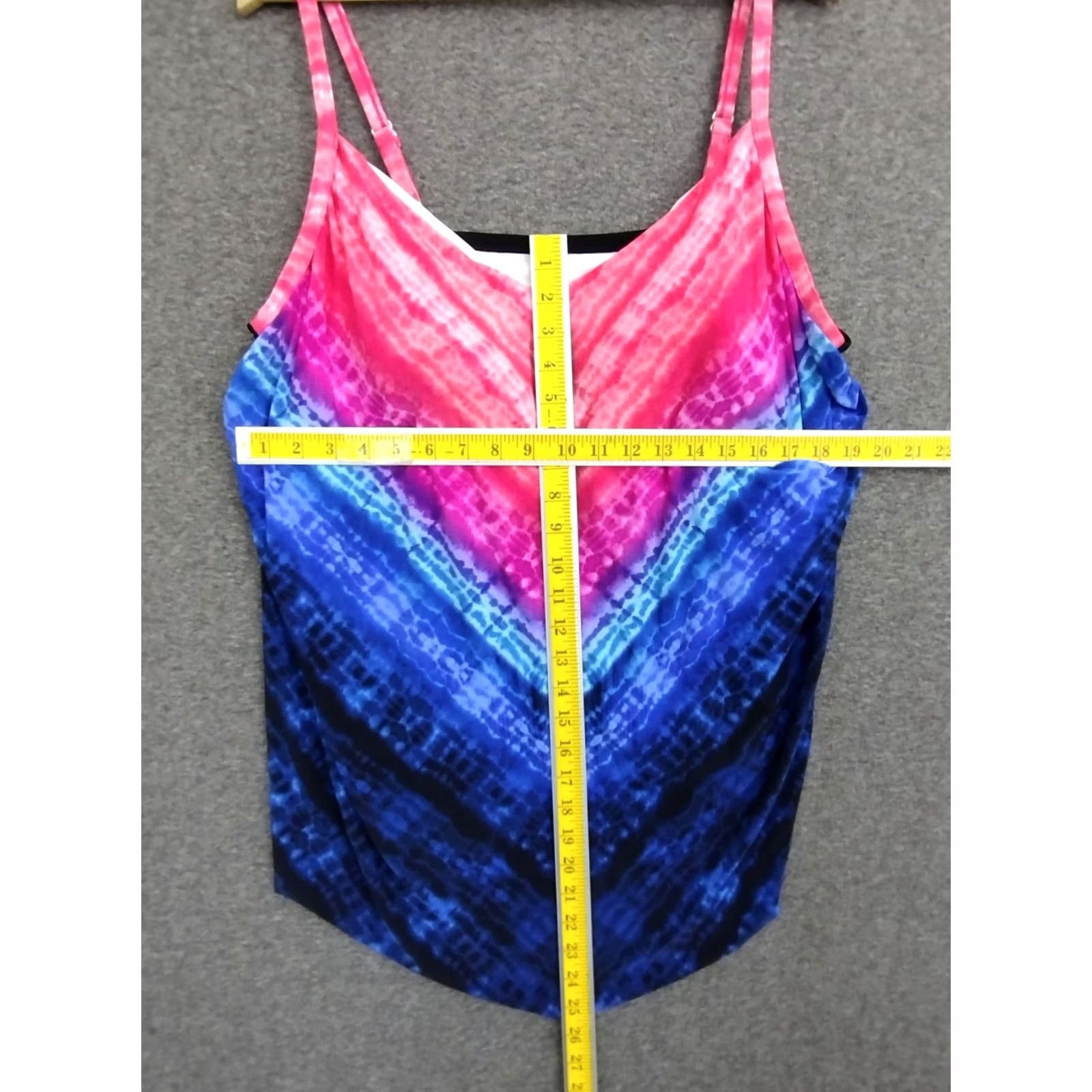 AQUA Aqua Green Tankini Top Spaghetti Strap Padded Tankini Swimsuit Top 3X Multicolor Tie Dye Women Bathing Suit Beach Size XXL / US 16-18 / IT 52-54 - 7 Thumbnail