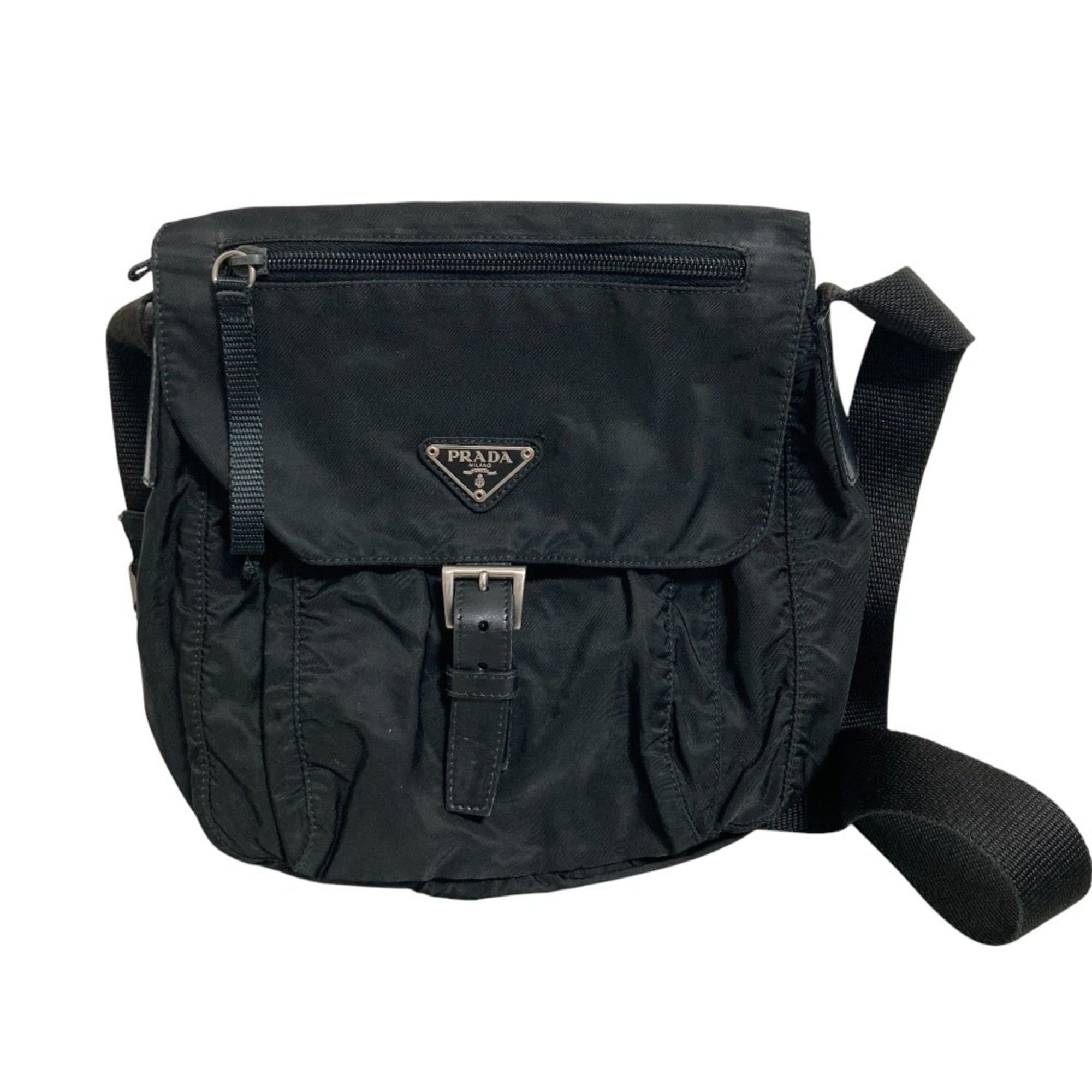 Prada PRADA Triangle Logo Plate Nylon Shoulder Bag, Black, Women's, Lux, Pre-owned Brands Size ONE SIZE - 1 Thumbnail