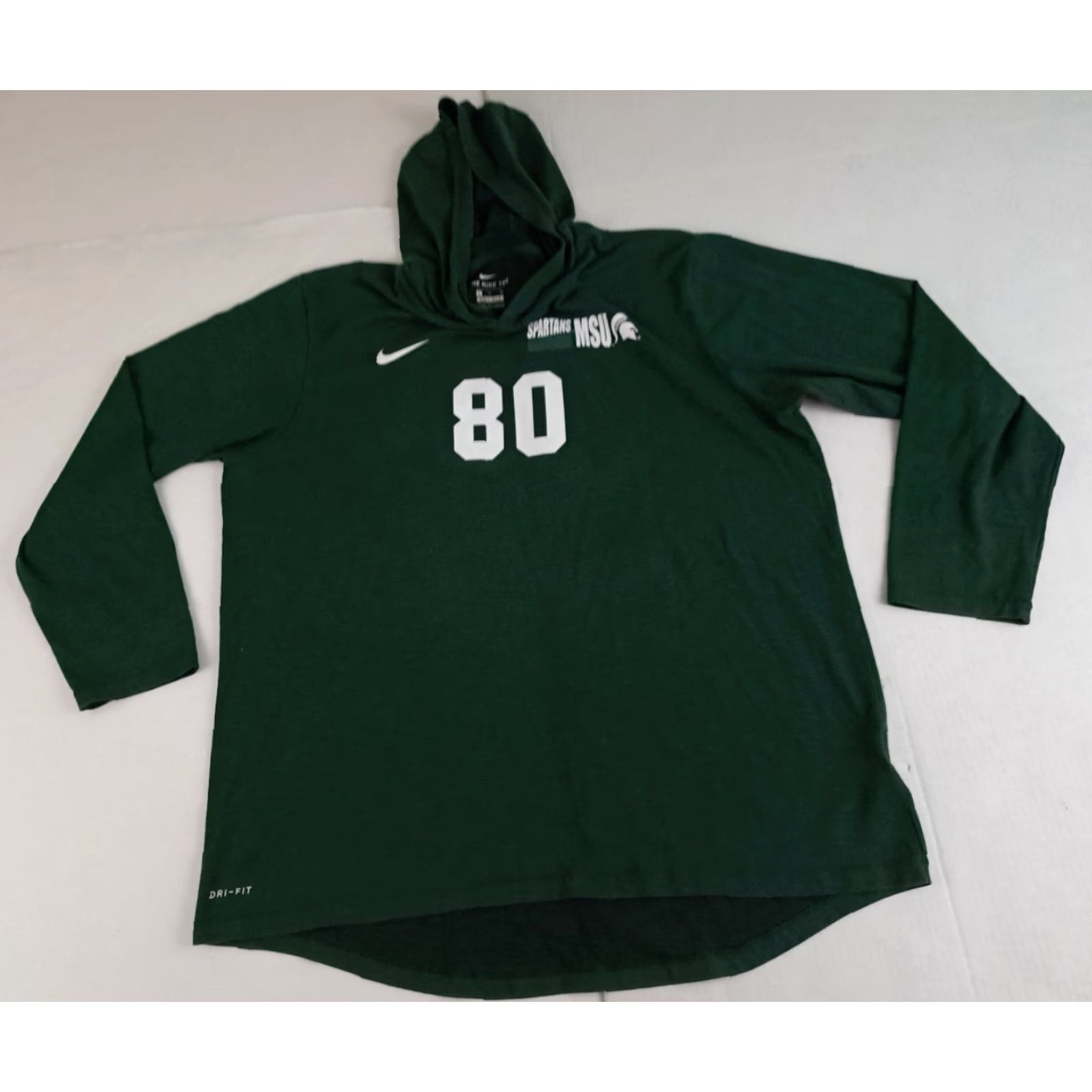 Nike VINTAGE Michigan St. Spartans #80 Nike Tee Dri-fit X-Large Hoodie Lightweight Size US XL / EU 56 / 4 - 5 Thumbnail