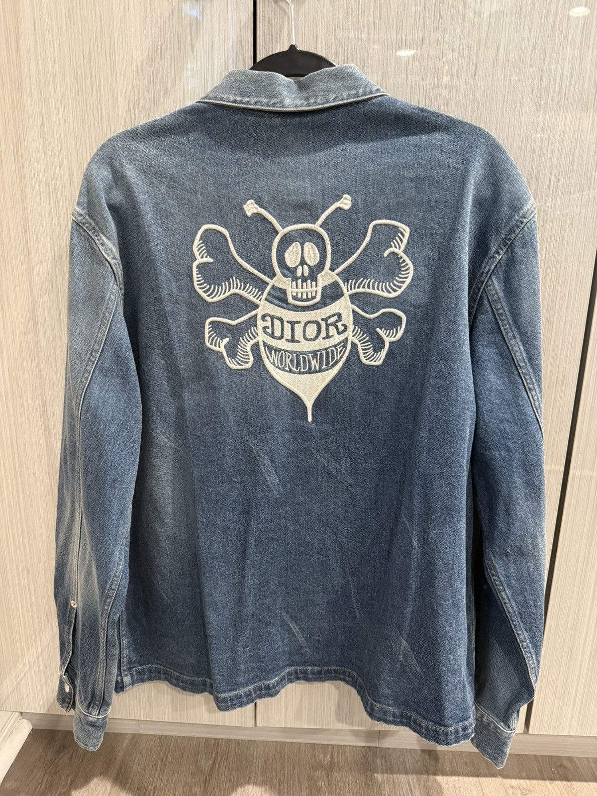 Dior × Stussy Dior Stussy Denim Logo Bee Jacket Size US L / EU 52-54 / 3 - 2 Thumbnail