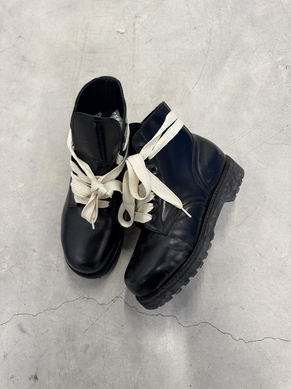 Vintage 80s Vintage Leather Platform Ankle Boots Size US 10.5 / EU 43-44 - 6 Thumbnail