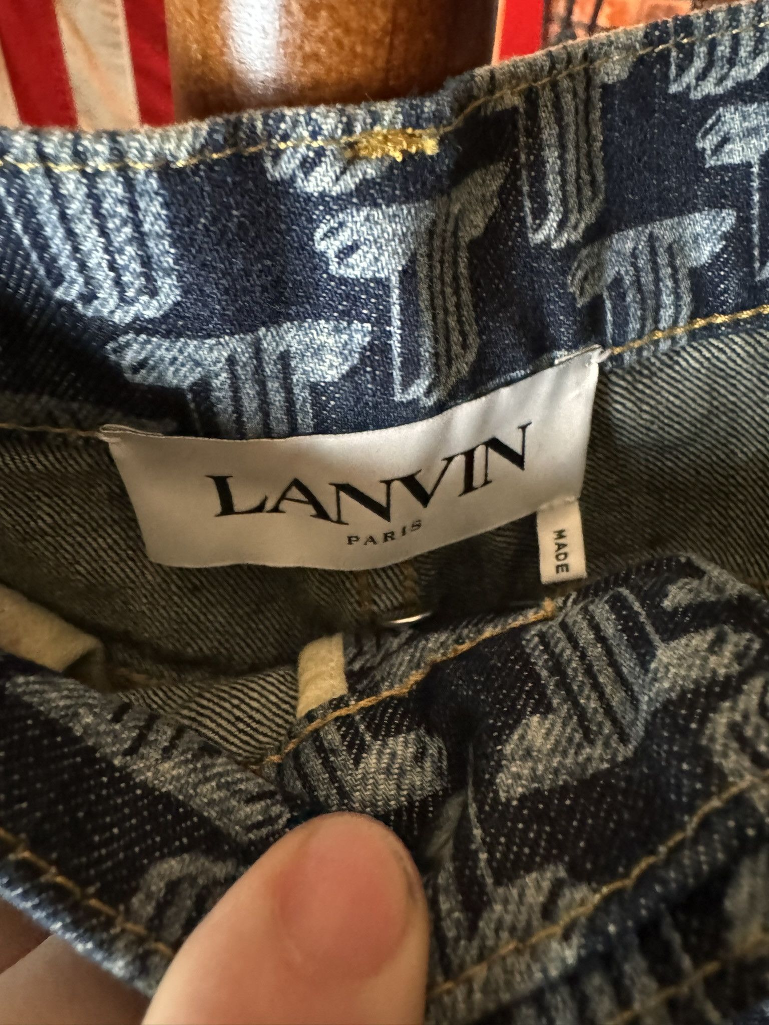 Lanvin $1025 LANVIN All-Over Monogram DENIM JEANS (sz 34) Size US 34 / EU 50 - 7 Thumbnail