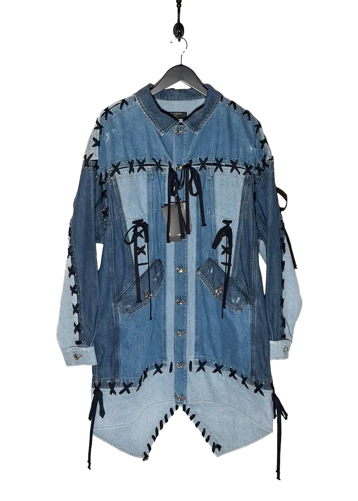 Dolce & Gabbana Dolce & Gabbana Blue Denim Patchwork Laced-up Shirt Jacket Size M / US 6-8 / IT 42-44 - 1 Thumbnail