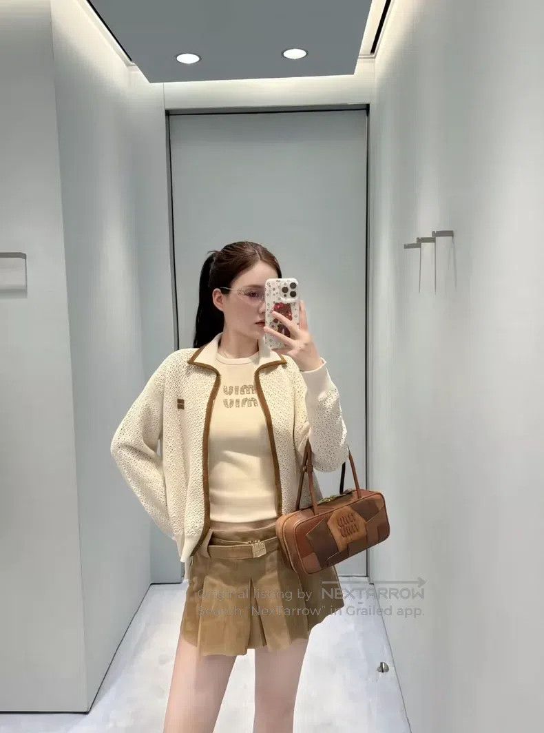 Miu Miu Miu Miu 36 Beige hollow knitted coat Size S / US 4 / IT 40 - 5 Thumbnail