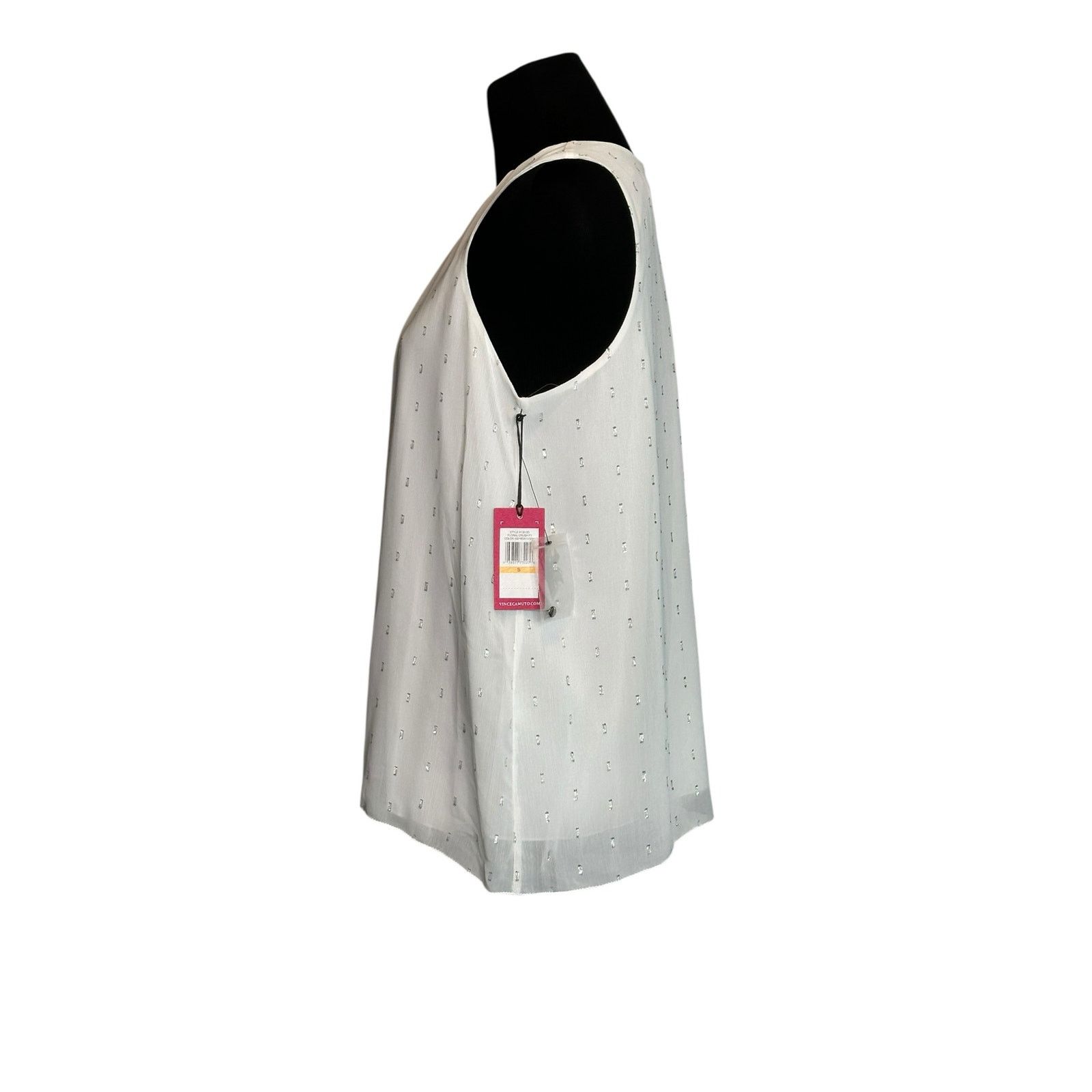 Vince Camuto Vince Camuto off white silver sleeveless blouse size Small Size S / US 4 / IT 40 - 16 Thumbnail