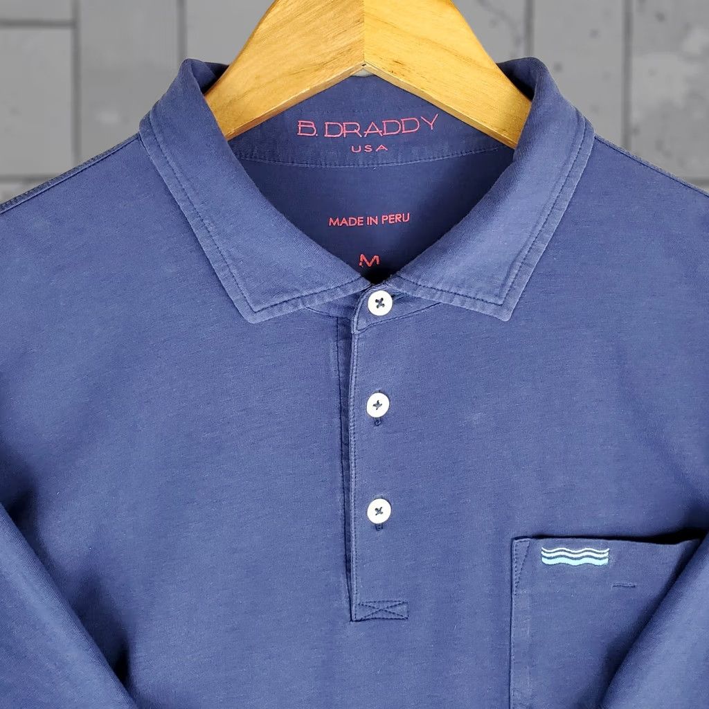 Vintage B. Draddy Polo Shirt Mens Medium Blue Short Sleeve Pocketed Polo Golf Cotton Spandex Blend Size US M / EU 48-50 / 2 - 1 Thumbnail