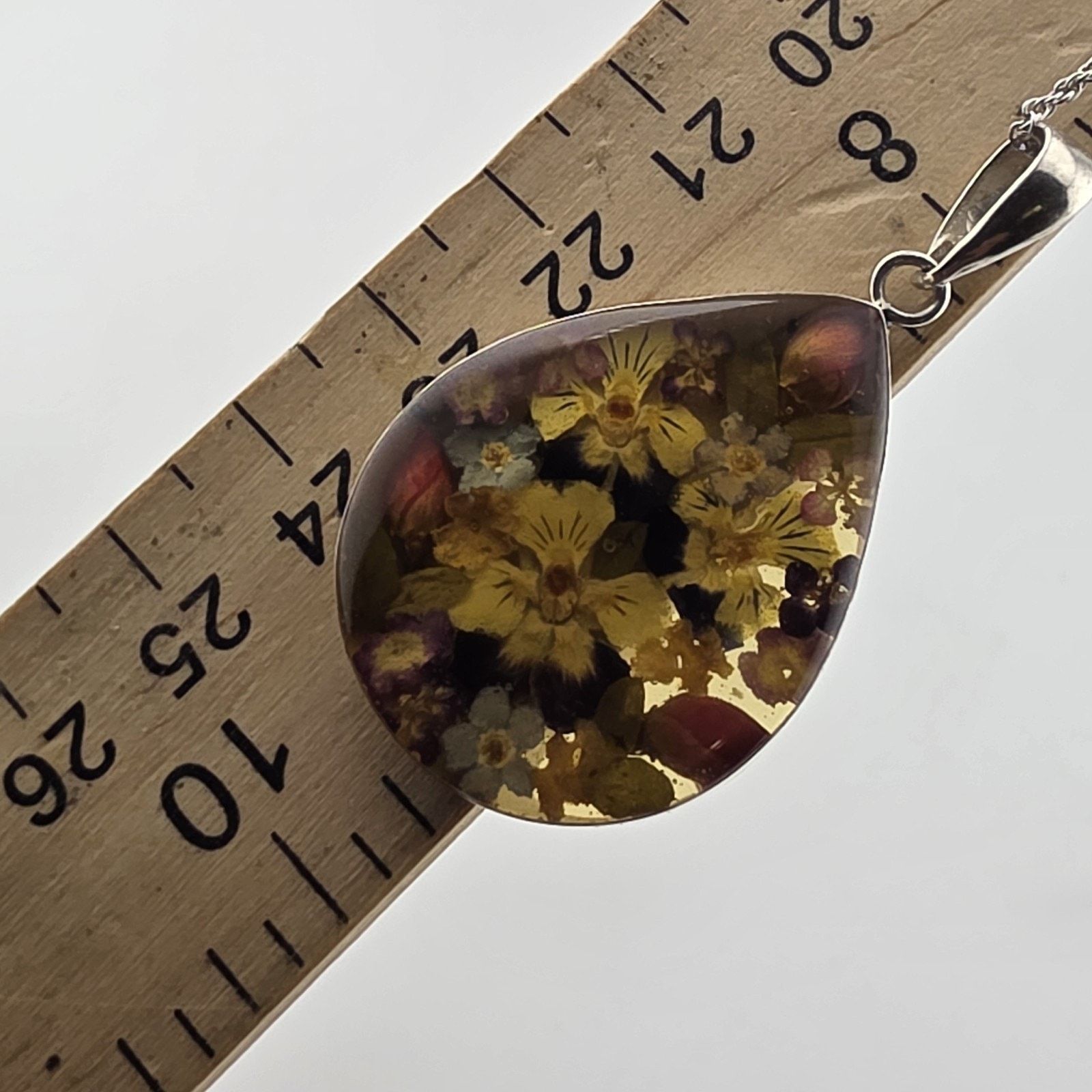 Other ATI Mexico 925 Sterling Silver Flower Resin Pendant Necklace Size ONE SIZE - 12 Thumbnail