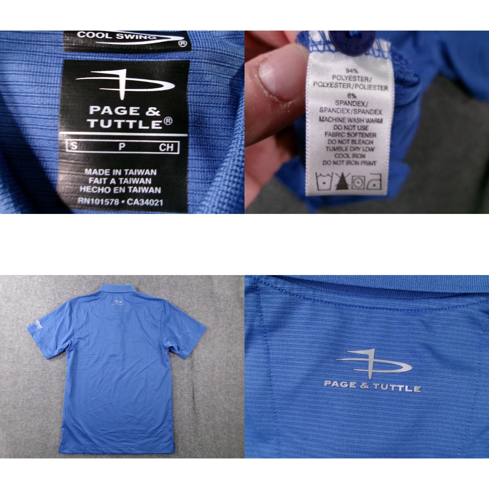 Vintage Page Tuttle Polo Shirt Men Small Blue Logo Embroidered Short Sleeve Collared 100% Polyester Size US S / EU 44-46 / 1 - 8 Thumbnail