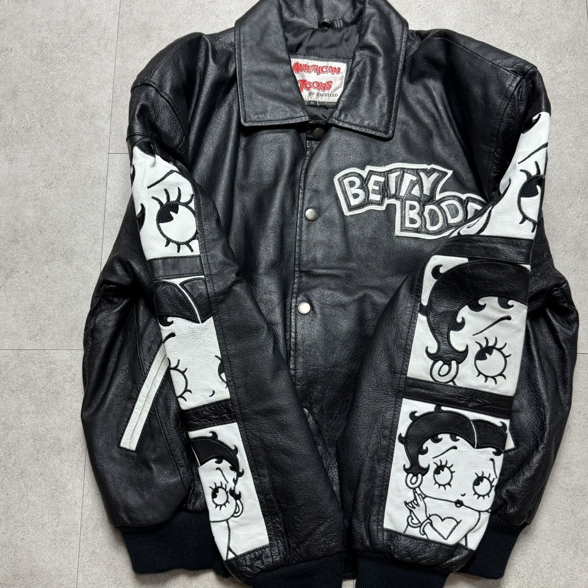 American Toons Betty Boop Leather Bomber Varsity Jacket