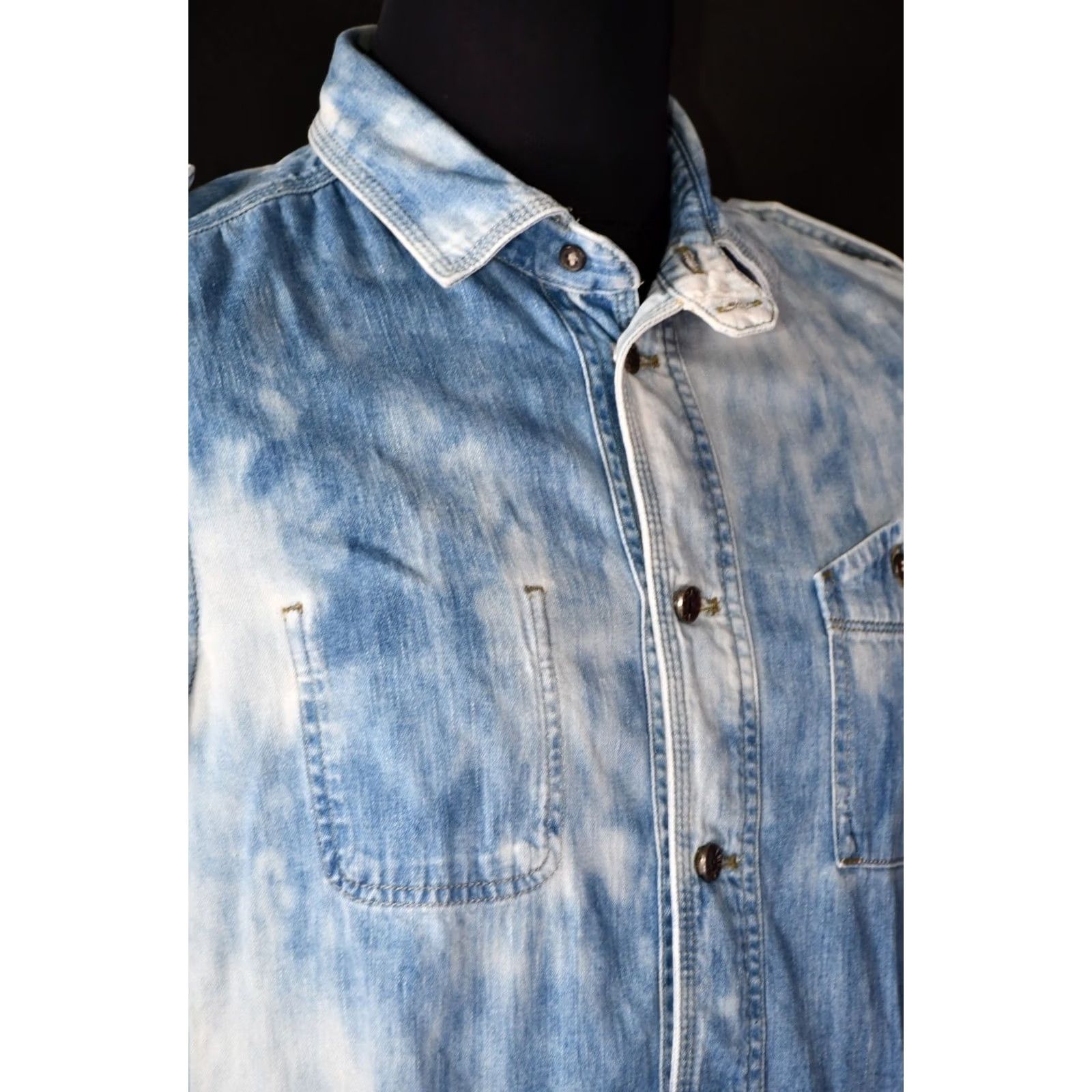 Diesel Diesel Jacket Denim Military Men's M Distressed Chore Coat Style Button Closure Blue 100% Cotton Regular Size M Jacket Mens Denim Jacket Size US M / EU 48-50 / 2 - 4 Thumbnail