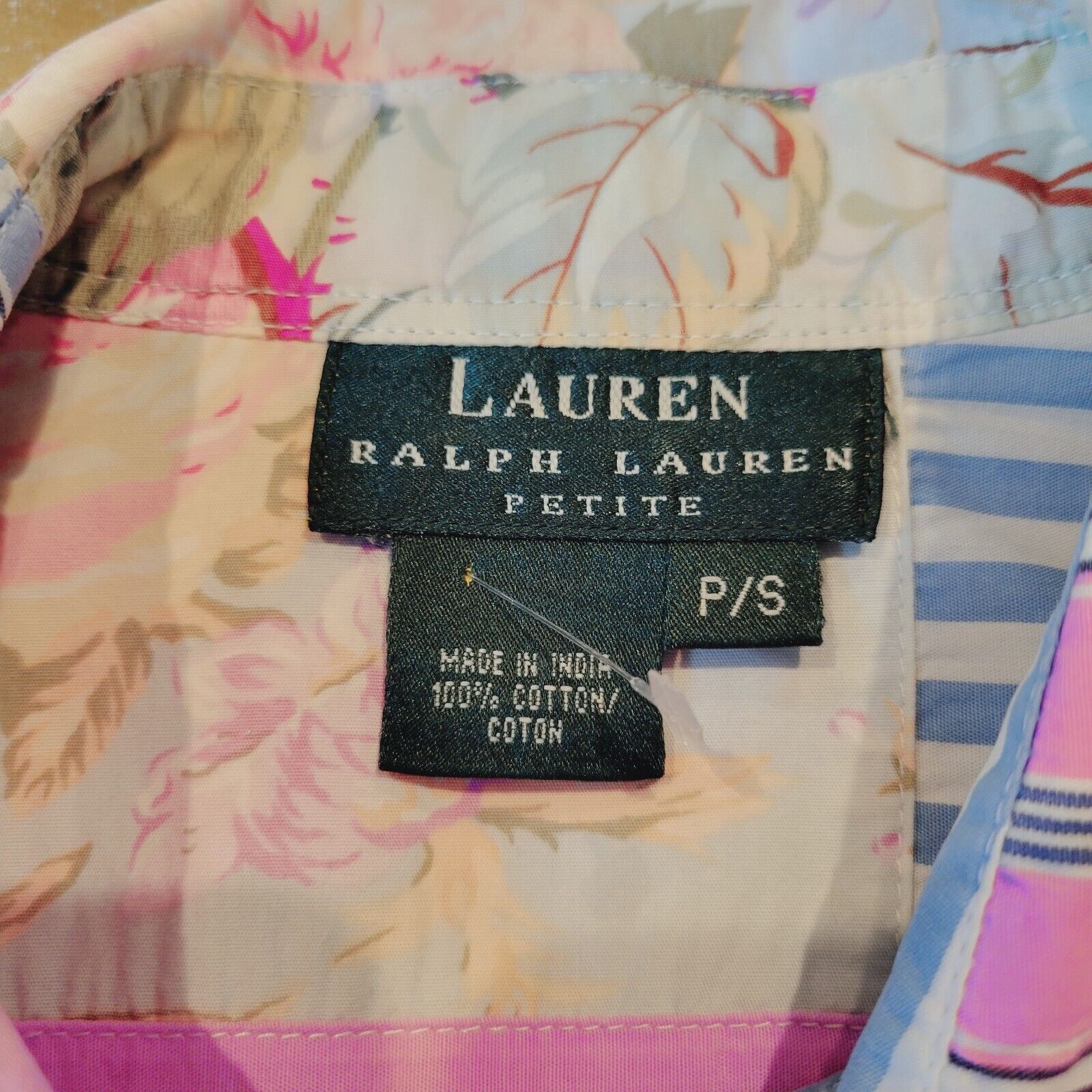 Lauren Ralph Lauren Ralph Lauren Floral Stripe Patchwork Short Sleeve Shirt Sz S Size S / US 4 / IT 40 - 3 Thumbnail