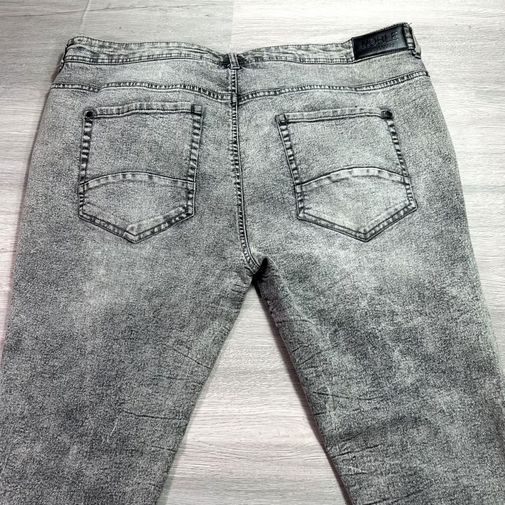 Denime Noble Jeans Jeans Mens 42x32 Gray Skinny Distressed Acid Wash Stretch Denim Pants Size US 42 / EU 58 - 4 Thumbnail