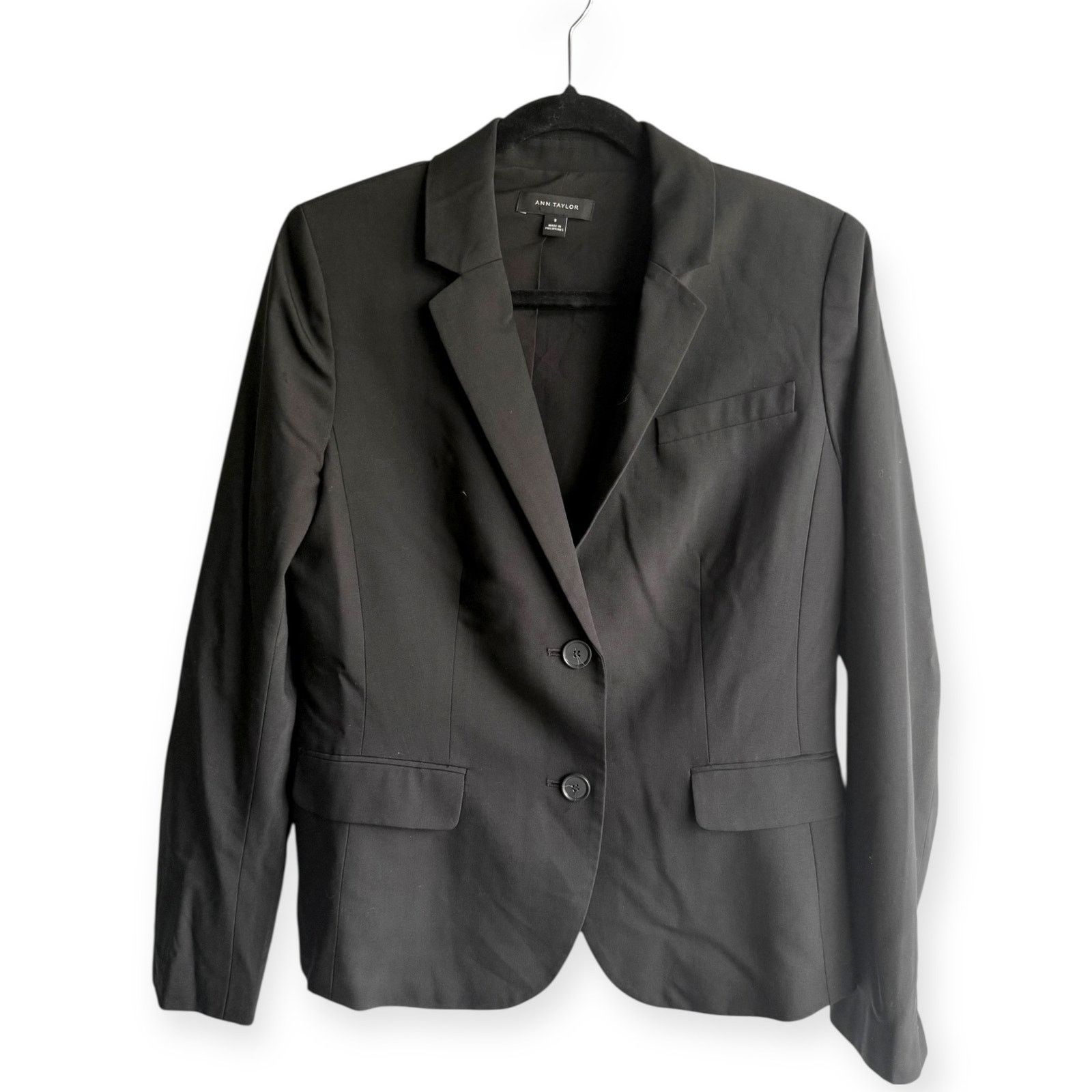Ann Taylor Ann Taylor Classic Notched Two-Button Black Blazer | Sz 8 Size M / US 6-8 / IT 42-44 - 3 Thumbnail