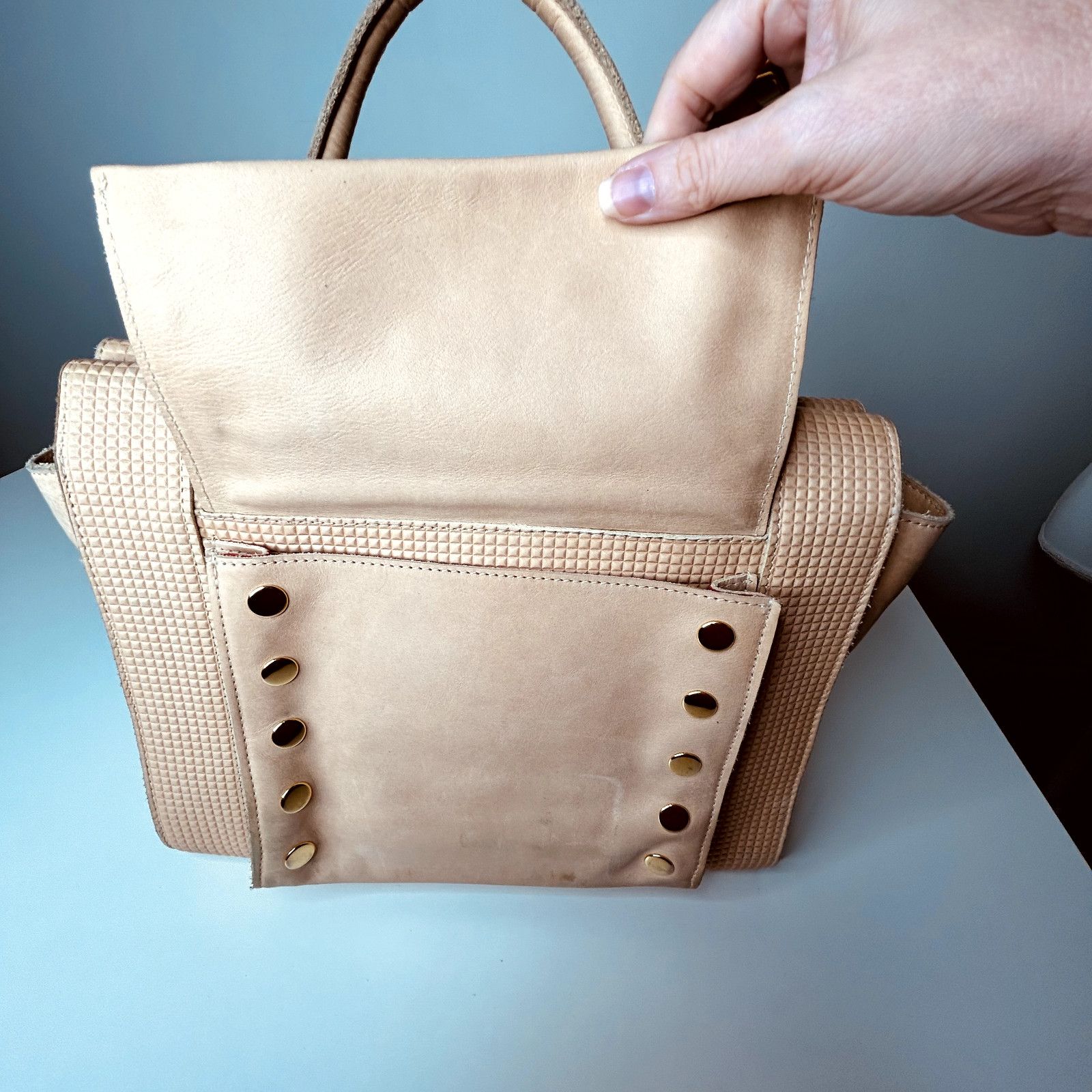 HAMMITT Hammitt Cream Leather Satchel Front Zip Pocket Red Interior Size ONE SIZE - 7 Thumbnail