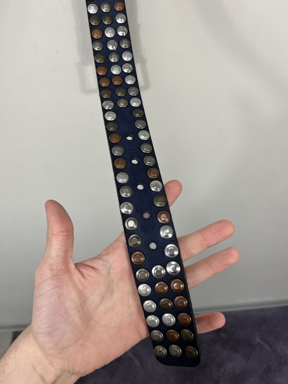 Japanese Brand Vintage B.B. Simon Style Y2K Archival Studded Leather Belt Size ONE SIZE - 11 Thumbnail