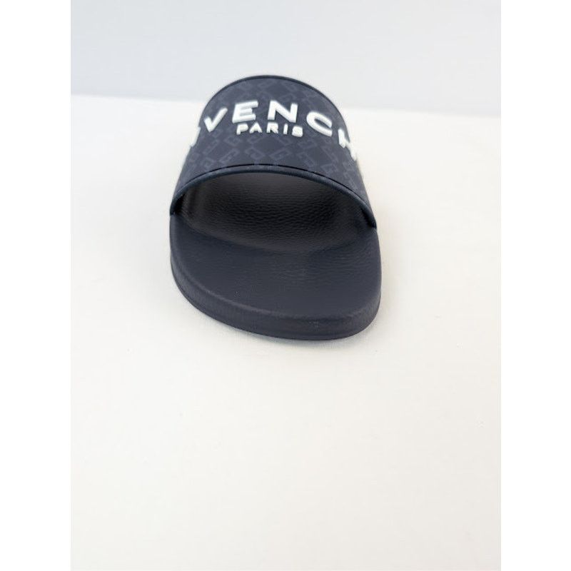 Givenchy o1rshd1 Embossed Rubber Logo Printed Slide Sandals Dark Blue Size US 14 / EU 47 - 15 Thumbnail