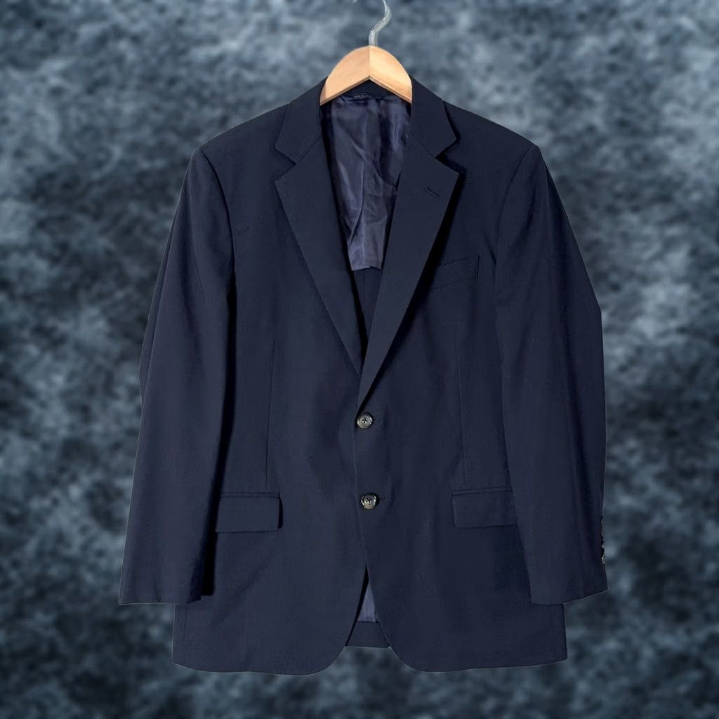 Brooks Brothers Brooks Brothers BrooksCool Fitzgerald Blazer Men 40 Short Blue Solid Wool-Blend Summer Lightweight Suit Jacket Slim Notch 2-Button Four-Button Cuffs Size US 40 / EU 56 - 1 Thumbnail